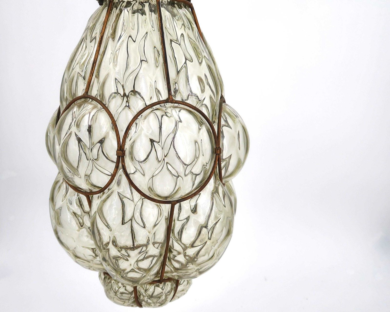 Venetiaanse Murano Lantaarn Plafondlamp, Jaren 1970 / Italiaans Interieur, Kooi, Hanglamp, Boho Chic, Bohemian, Woondecoratie photo for sale