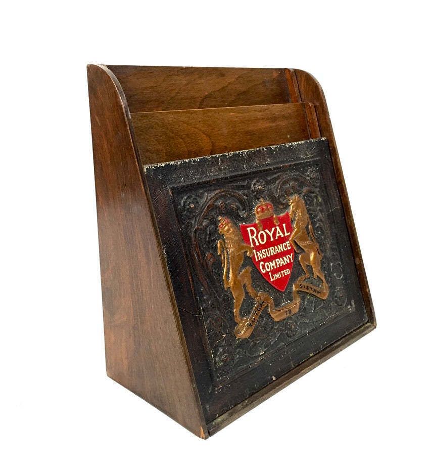 Antique Advertising  Royal Insurance Company Ltd Countertop Leaflet Holder Rack.