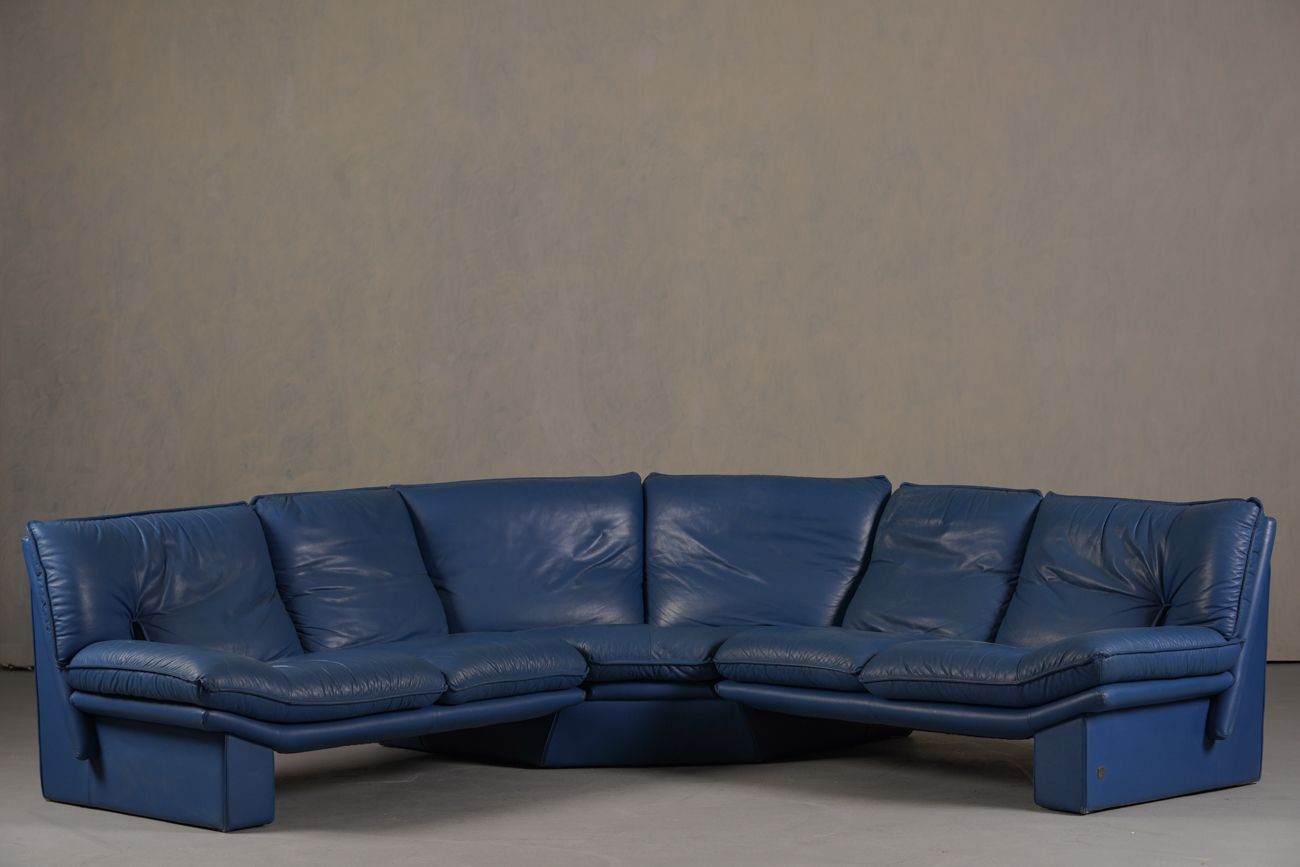 Nicoletti Salotti Post Modern Leather Sofa, Italy 1980’s