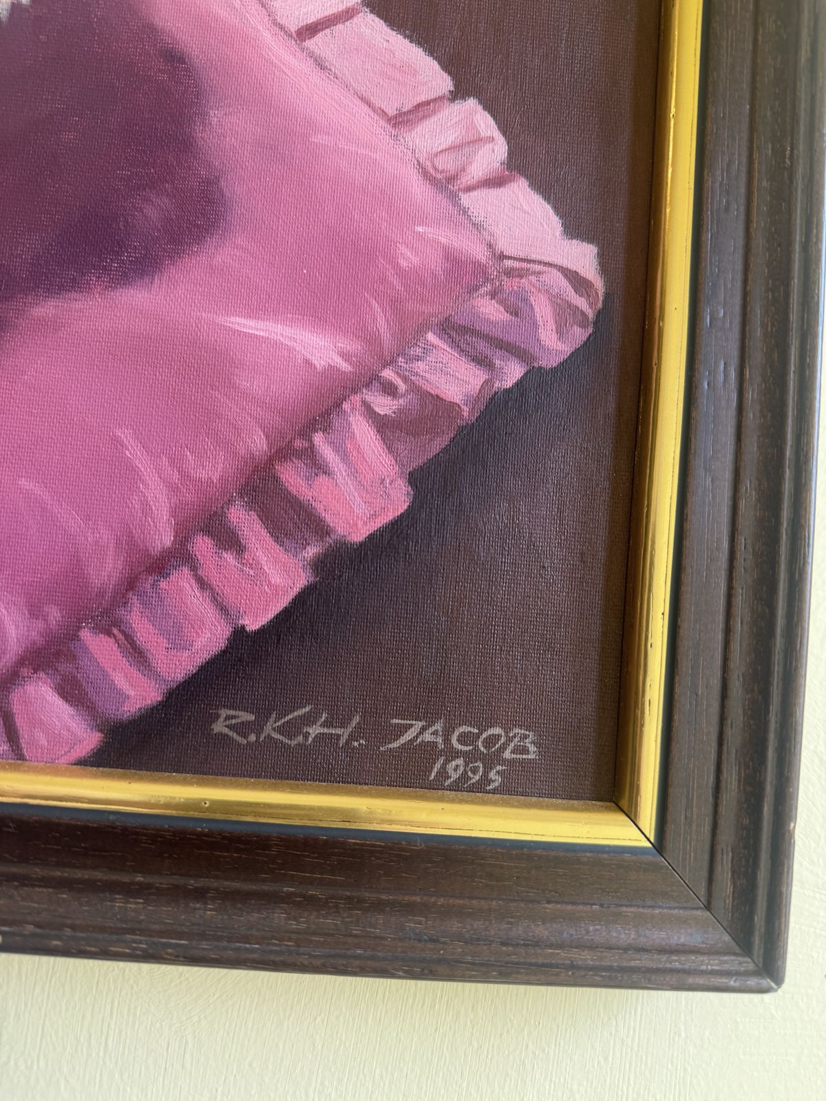 Vintage Framed Poodle Dog Portrait Oil Painting By R.K.H. Jacob photo 175.0