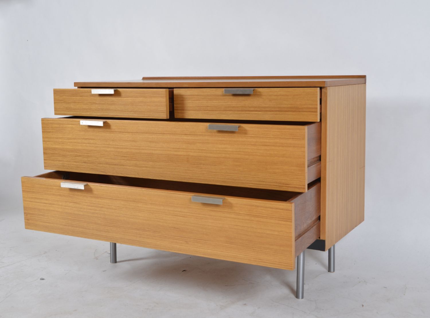 Midcentury 1960s Birch Stag Fineline Chest Of Four Drawers By John & Sylvia Reid Bedroom photo 325.0