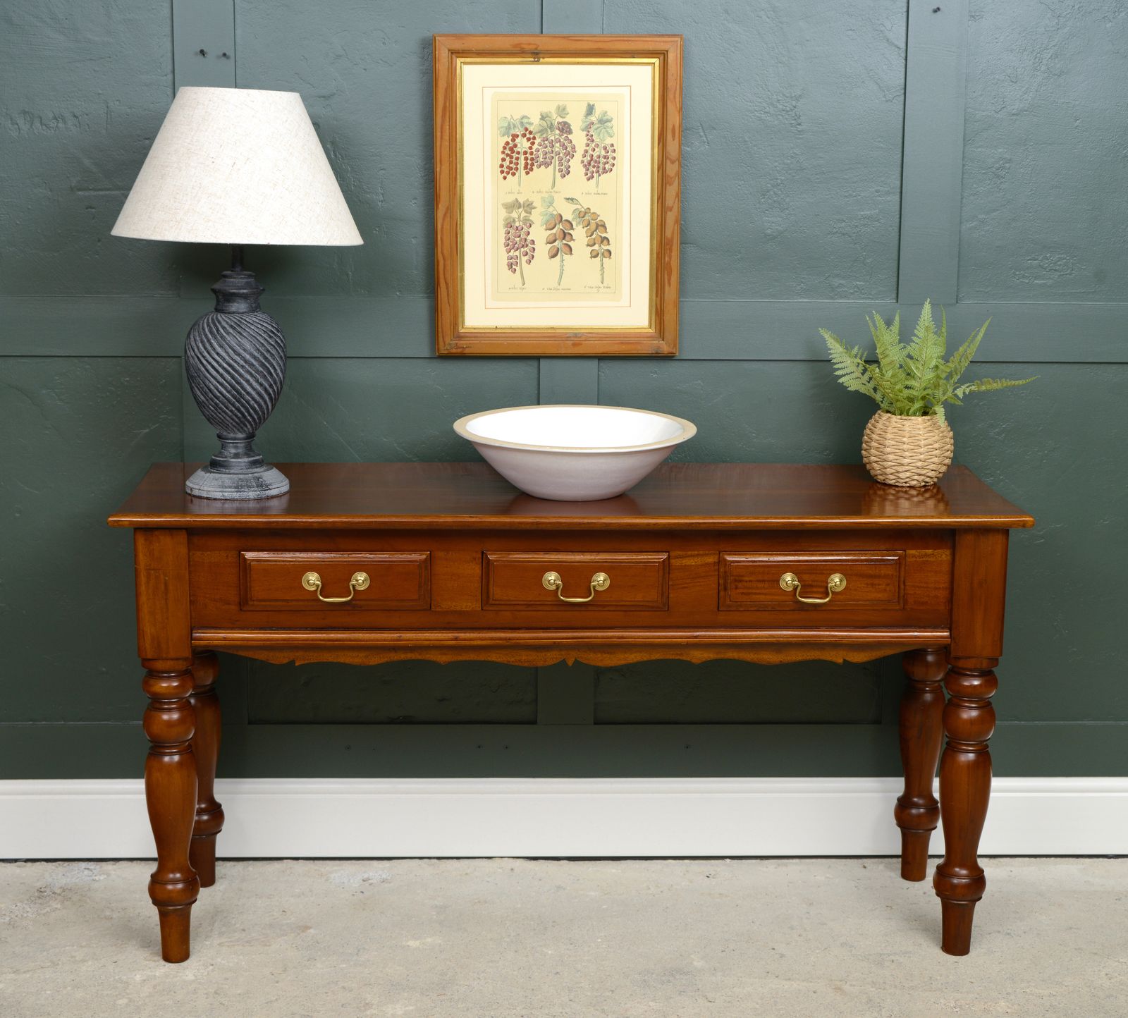 Antique Style Long Console  Hardwood Mahogany Finish photo furniture
