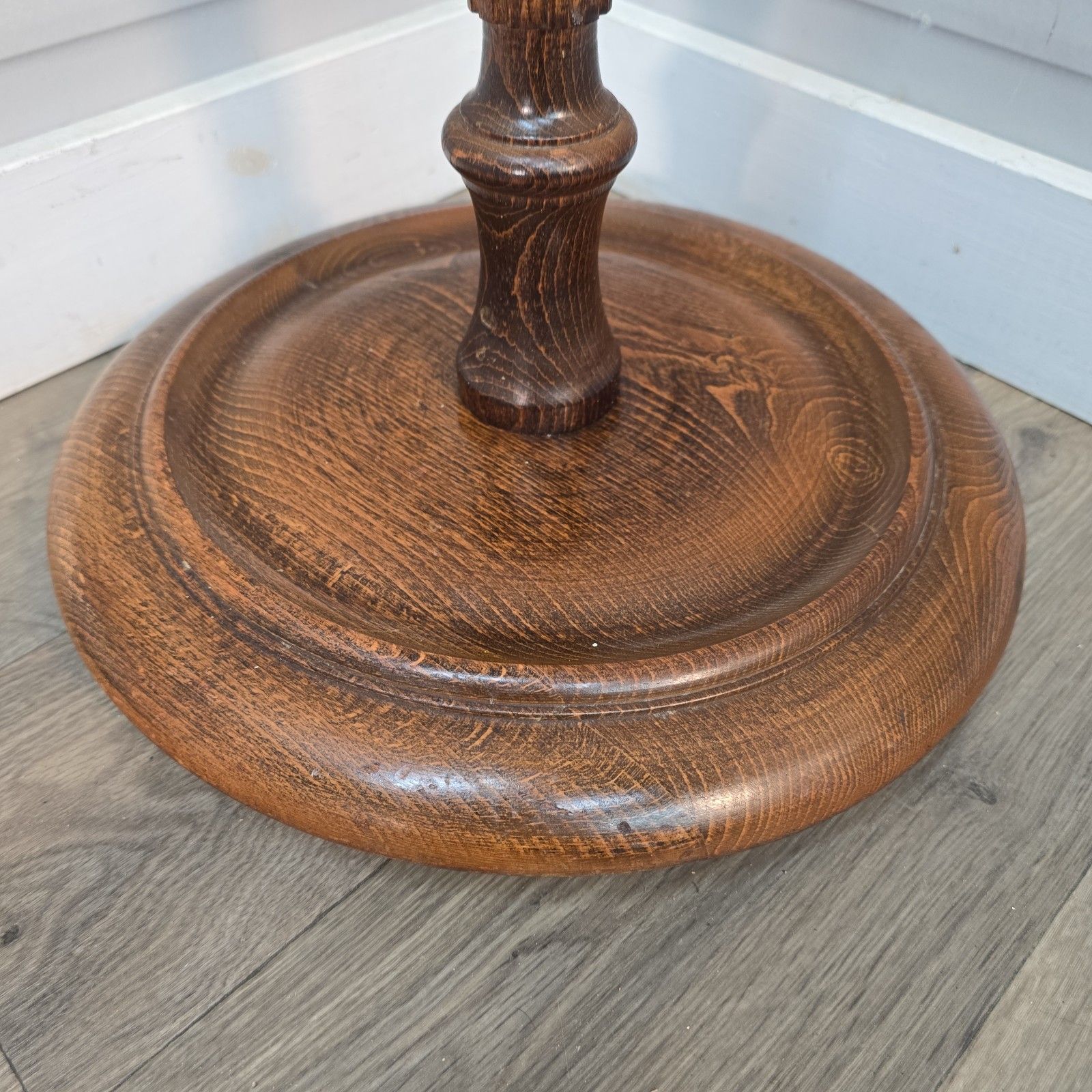 Vintage Oak Standard Lamp Turned Wooden Fluted Floor Light For Rewire Retro photo Lighting