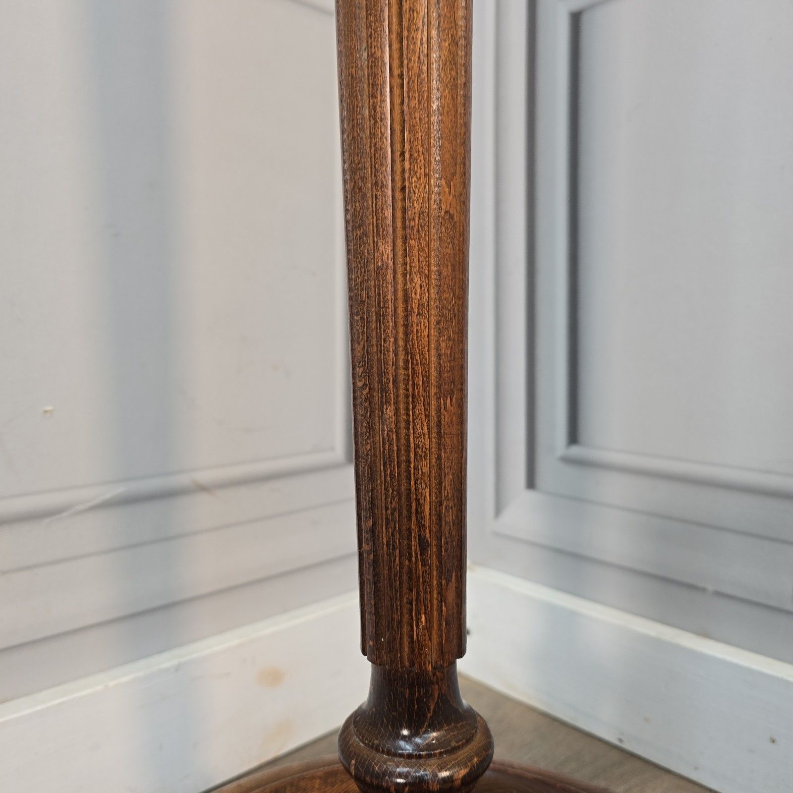 Vintage Oak Standard Lamp Turned Wooden Fluted Floor Light For Rewire Retro photo buy