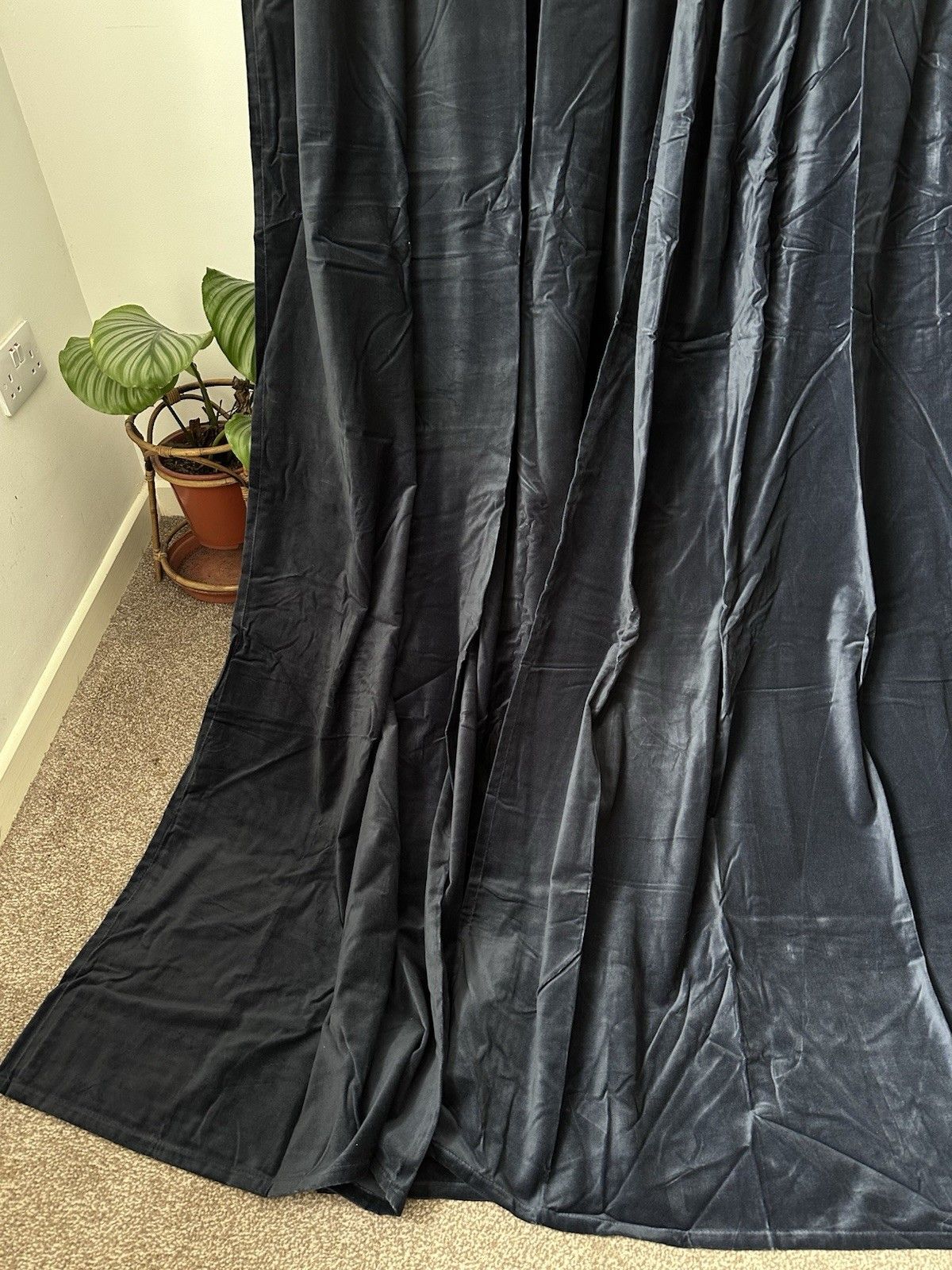 photo furniture Classic Ikea Navy Midnight Blue Sanela Cotton Velvet Long Curtains 140 X 250cm