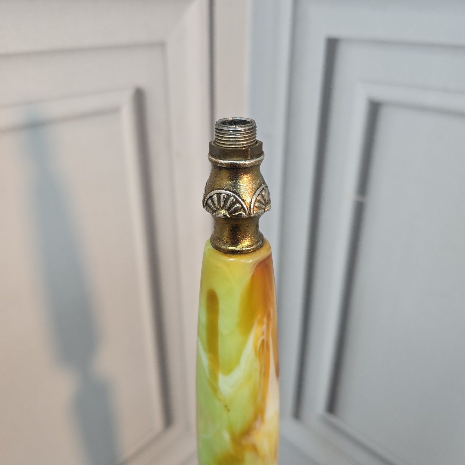 Vintage Standard Lamp Onyx Effect Resin Green Marble Effect Floor Light Rewire photo for sale