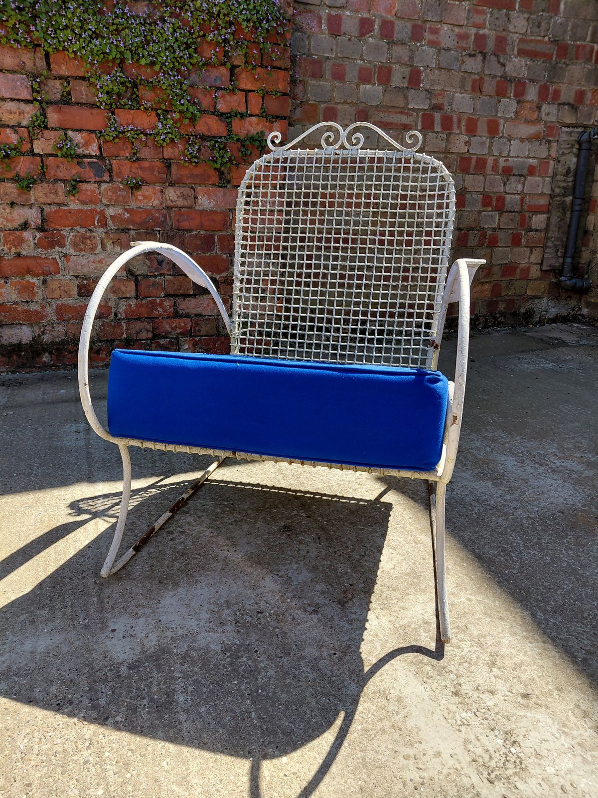 photo buy Rare Set Of Two Antique Wirework Garden Chairs With Cushions, Circa 1920s