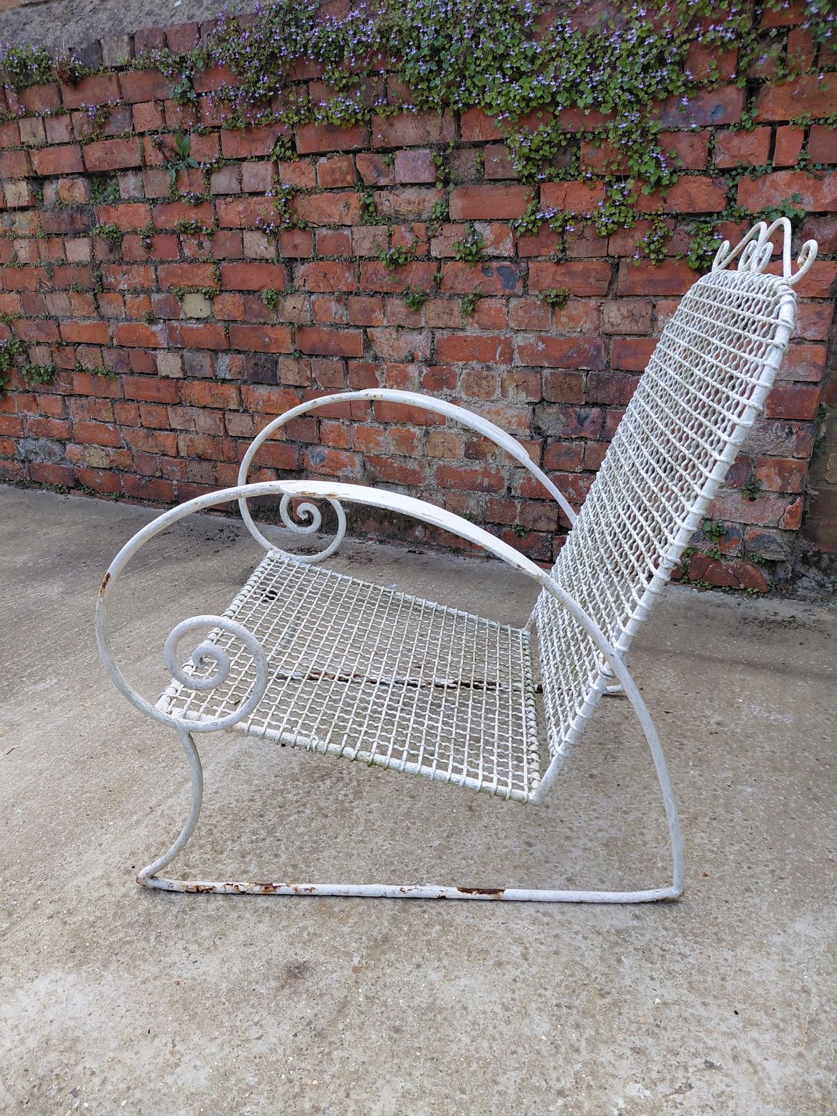 Rare Set Of Two Antique Wirework Garden Chairs With Cushions, Circa 1920s photo 695.0
