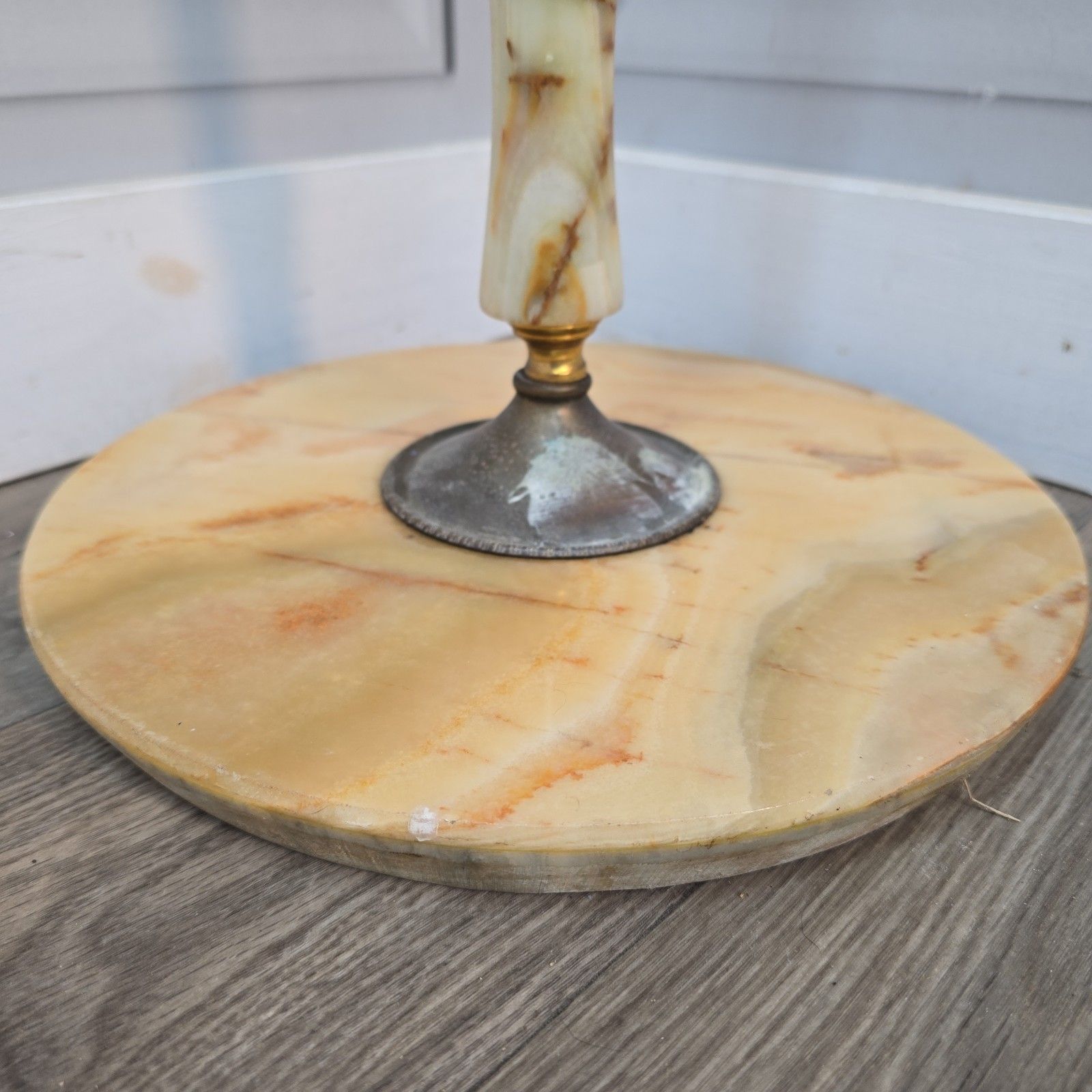 Vintage Marble Standard Lamp Retro Brass Floor Room Light For Rewire photo for sale