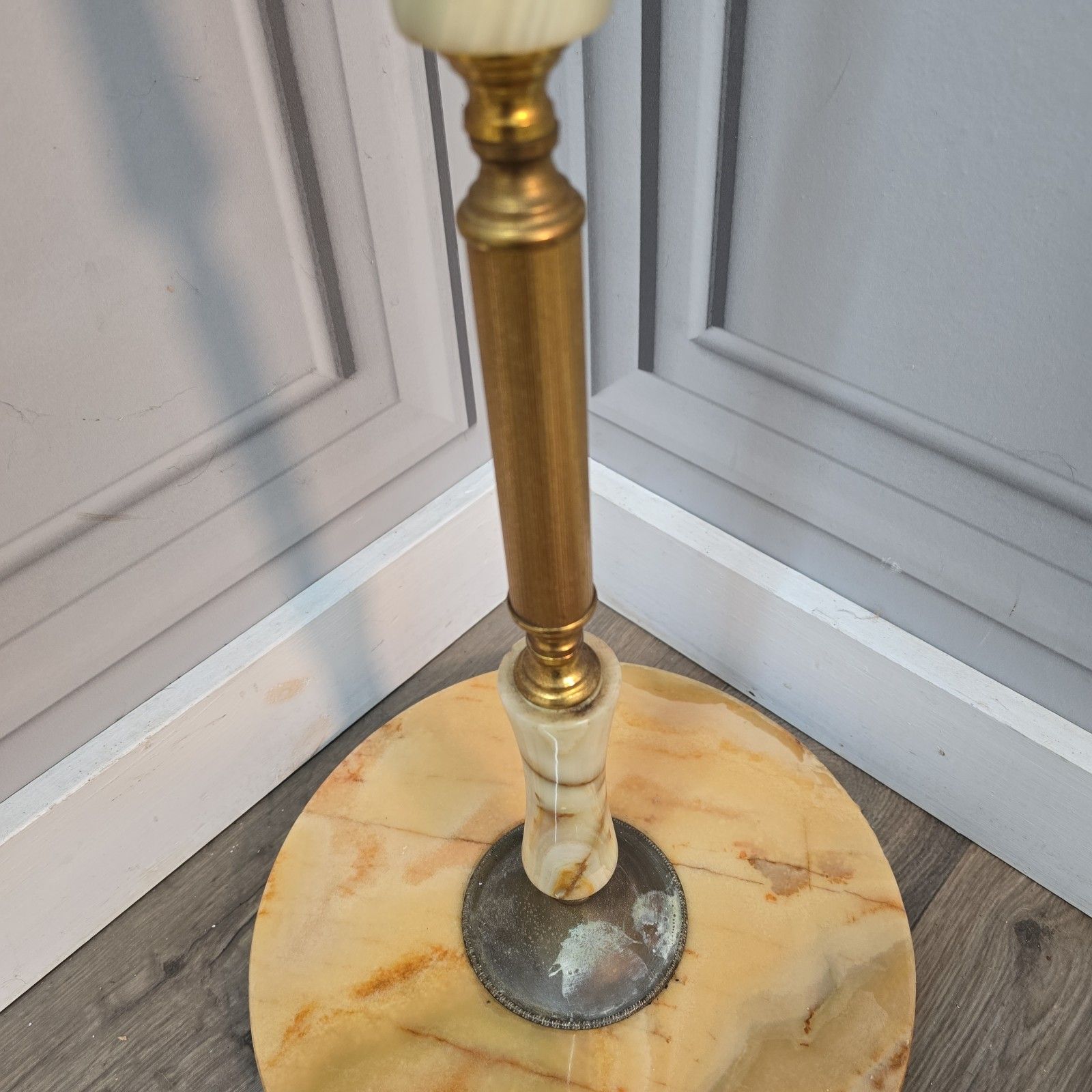 photo vinterior Vintage Marble Standard Lamp Retro Brass Floor Room Light For Rewire