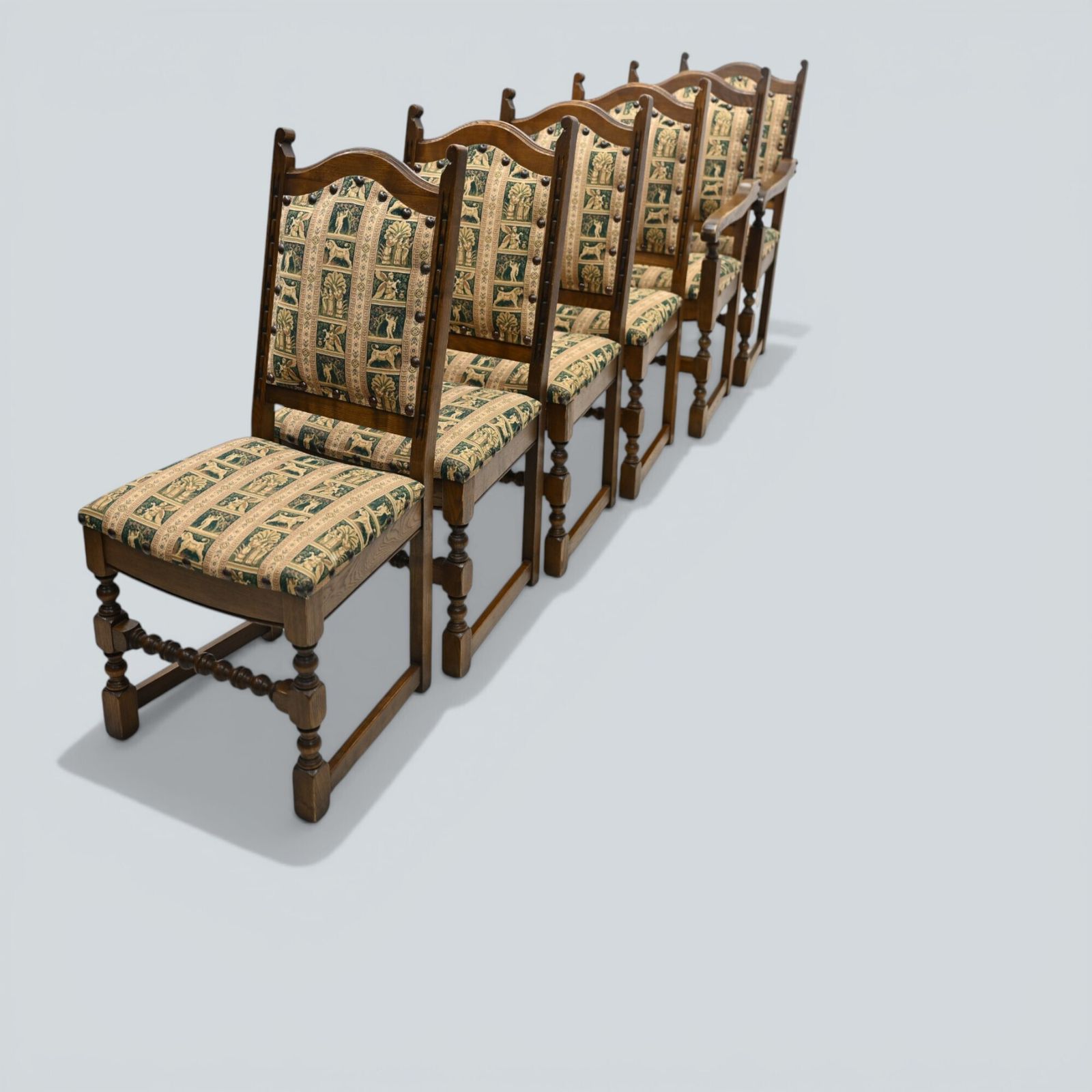 6 Old Charm Dining Chairs Premium Studded Upholstery Light Oak Free Uk Delivery* photo furniture