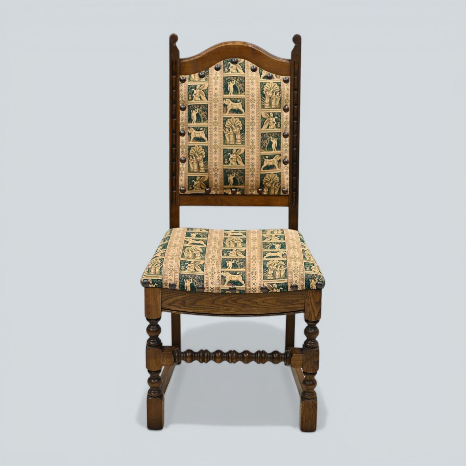 6 Old Charm Dining Chairs Premium Studded Upholstery Light Oak Free Uk Delivery* photo Furniture