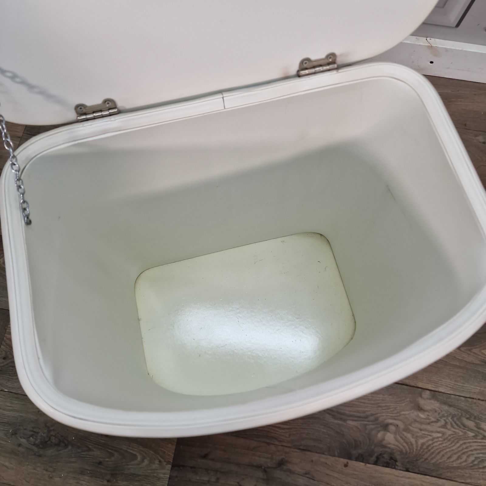 Retro Vintage Laundry Bin Quilted Vinyl Linen Basket Ottoman Storage Box Mcm photo buy