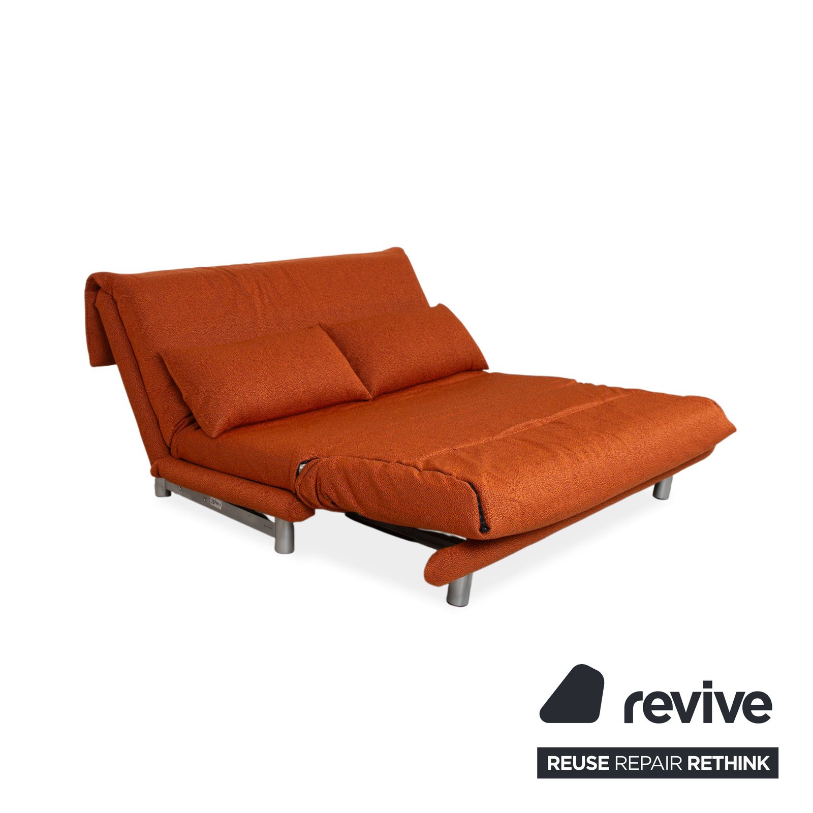 Canapé convertible manuel 3 places Ligne Roset Multy en tissu gris, structure argentée photo 2235.0