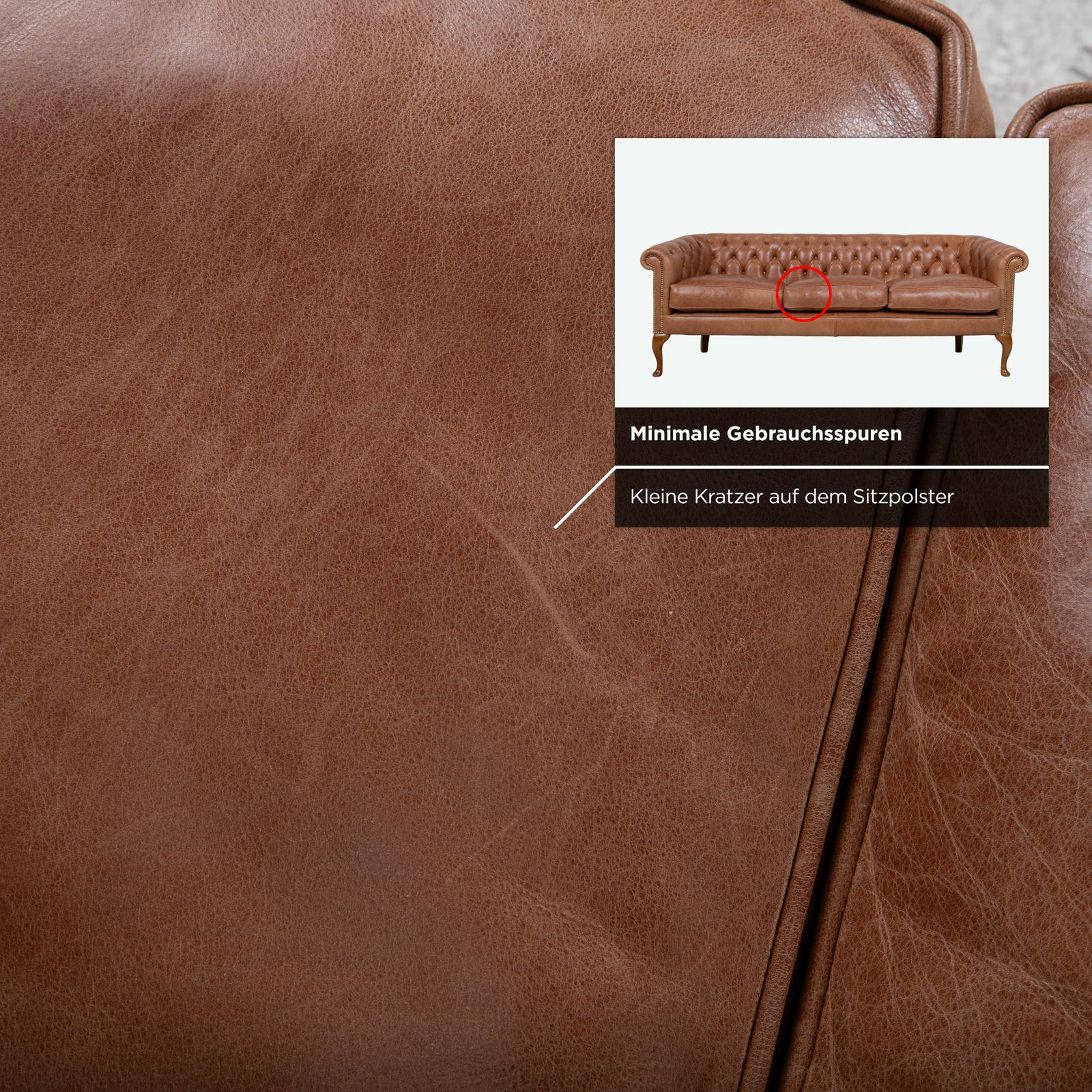 Von Wilmowsky Chesterfield Leather Three Seater Brown Sofa Vintage photo buy