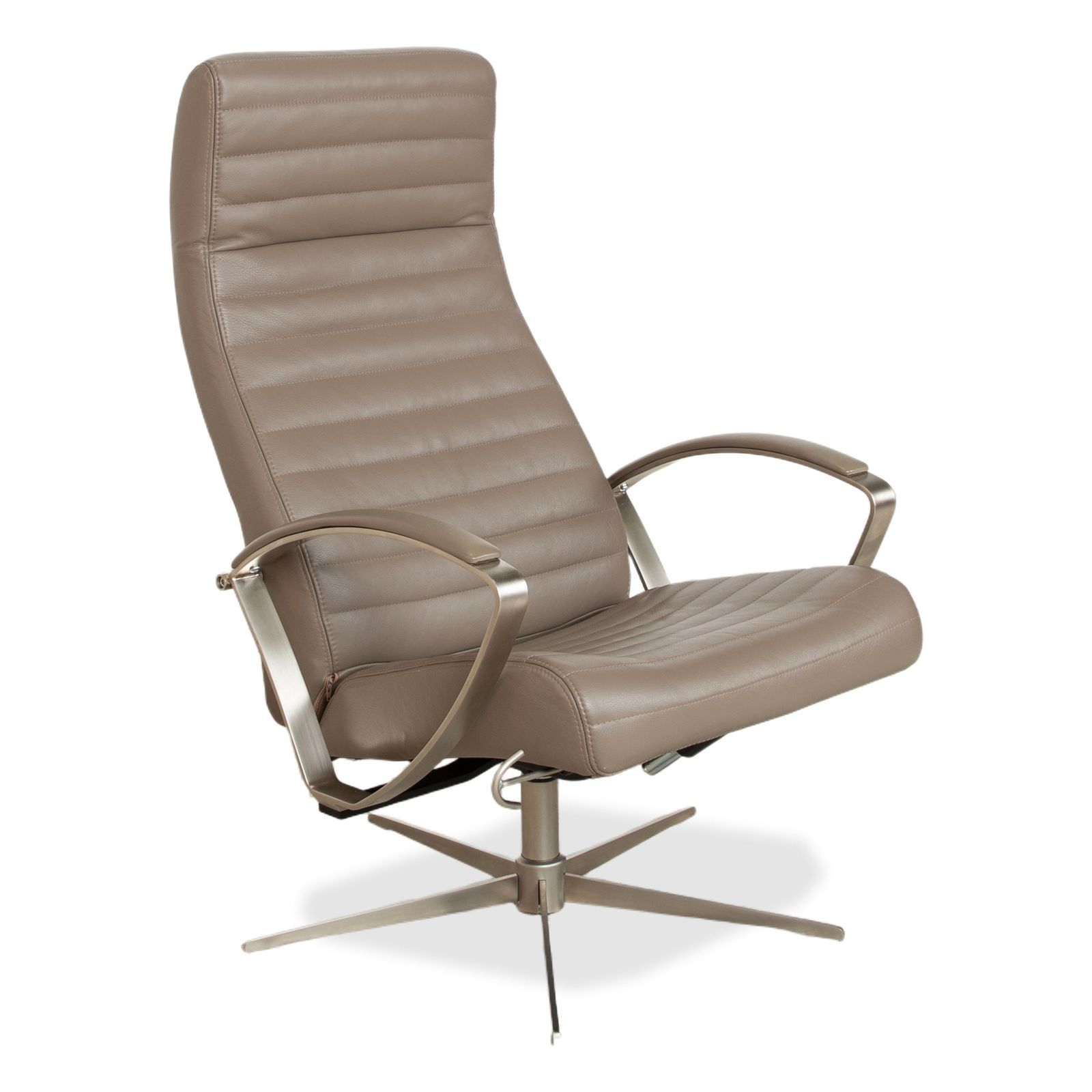 Fauteuil BoConcept Wing en cuir, vert olive, beige, gris, taupe, fonction manuelle photo for sale