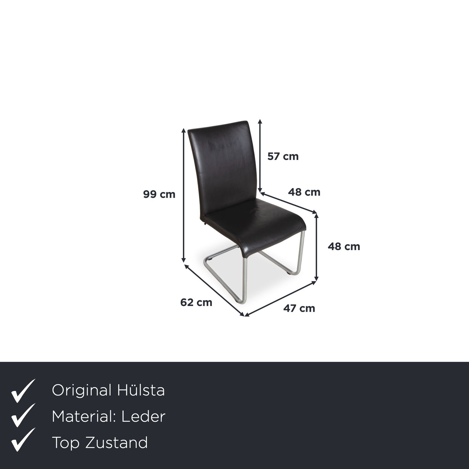 Hülsta D2 8 Piece Set Of Leather Cantilever Chairs In Black photo furniture