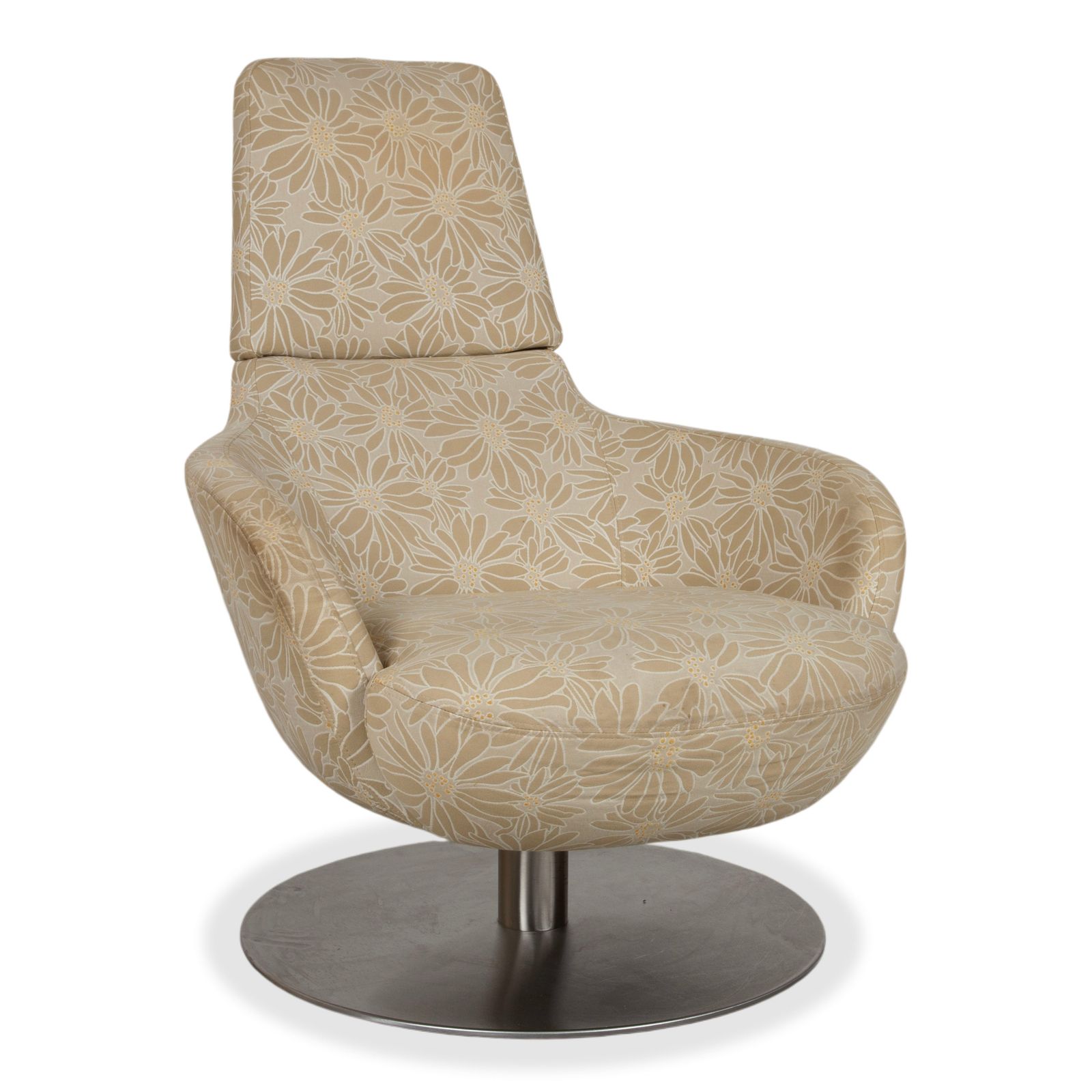 Fauteuil Natuzzi en tissu beige sable, fonction manuelle