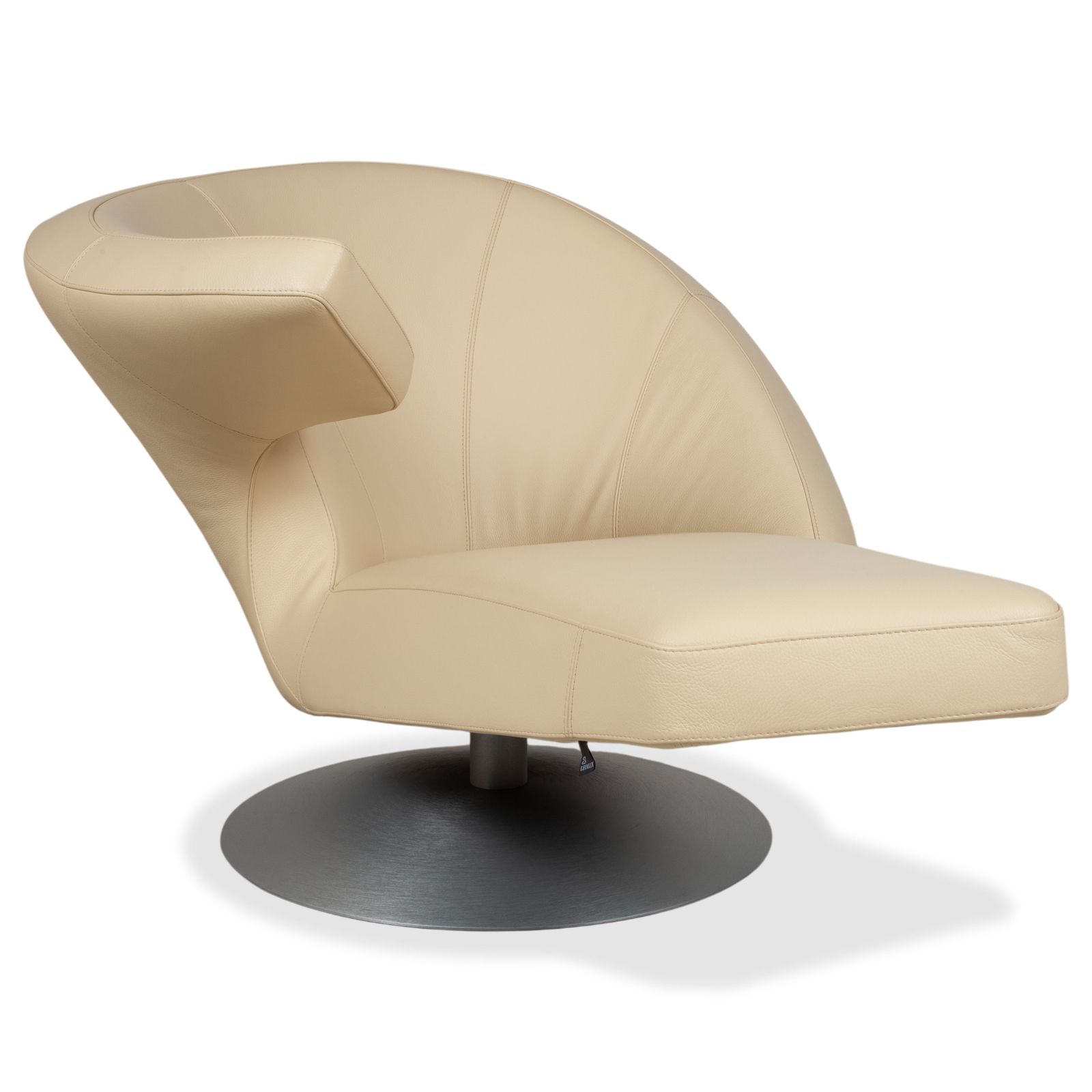 Fauteuil Leolux Parabolica en cuir crème, fonction manuelle