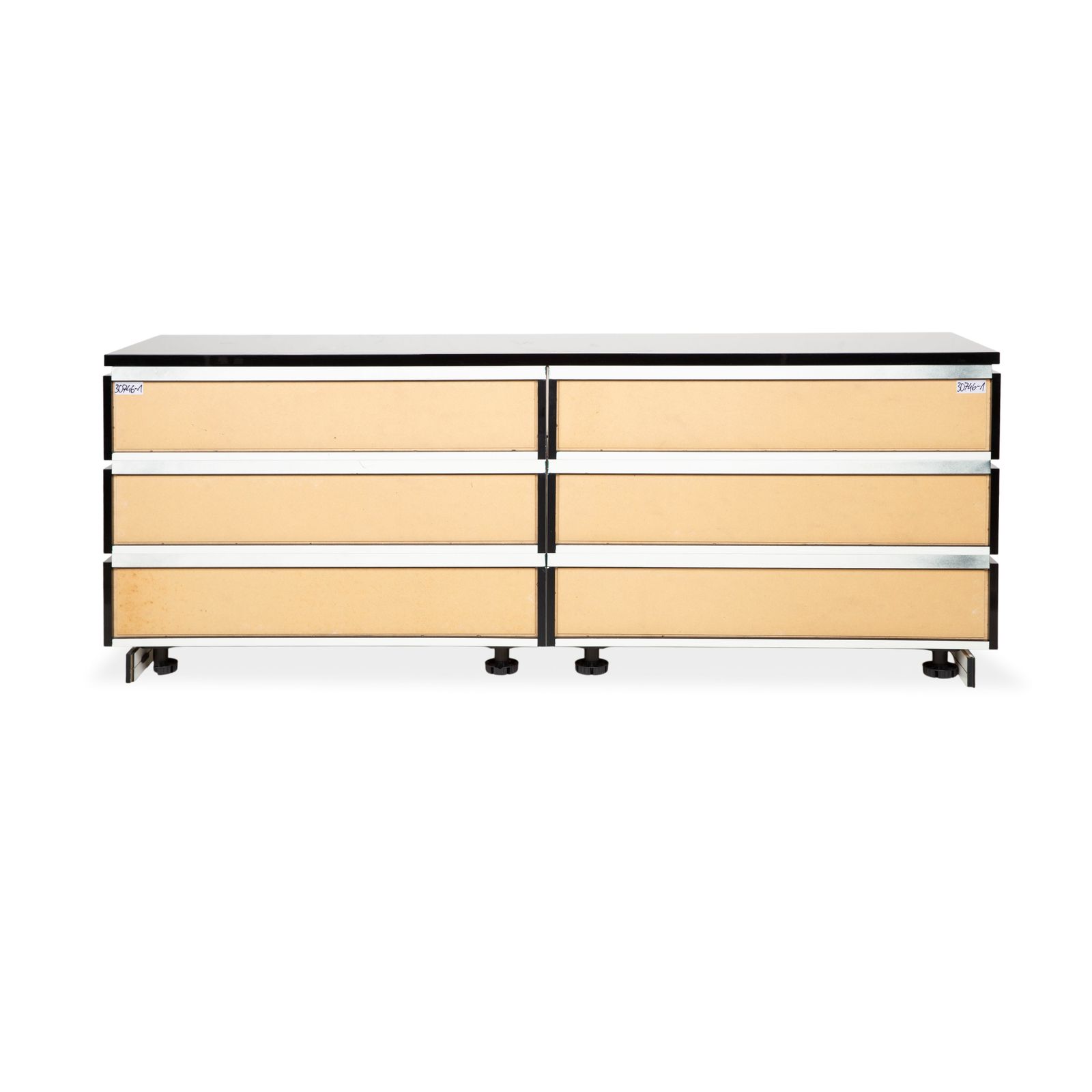 photo furniture Buffet Interlübke Cube en bois laqué noir brillant, 6 tiroirs