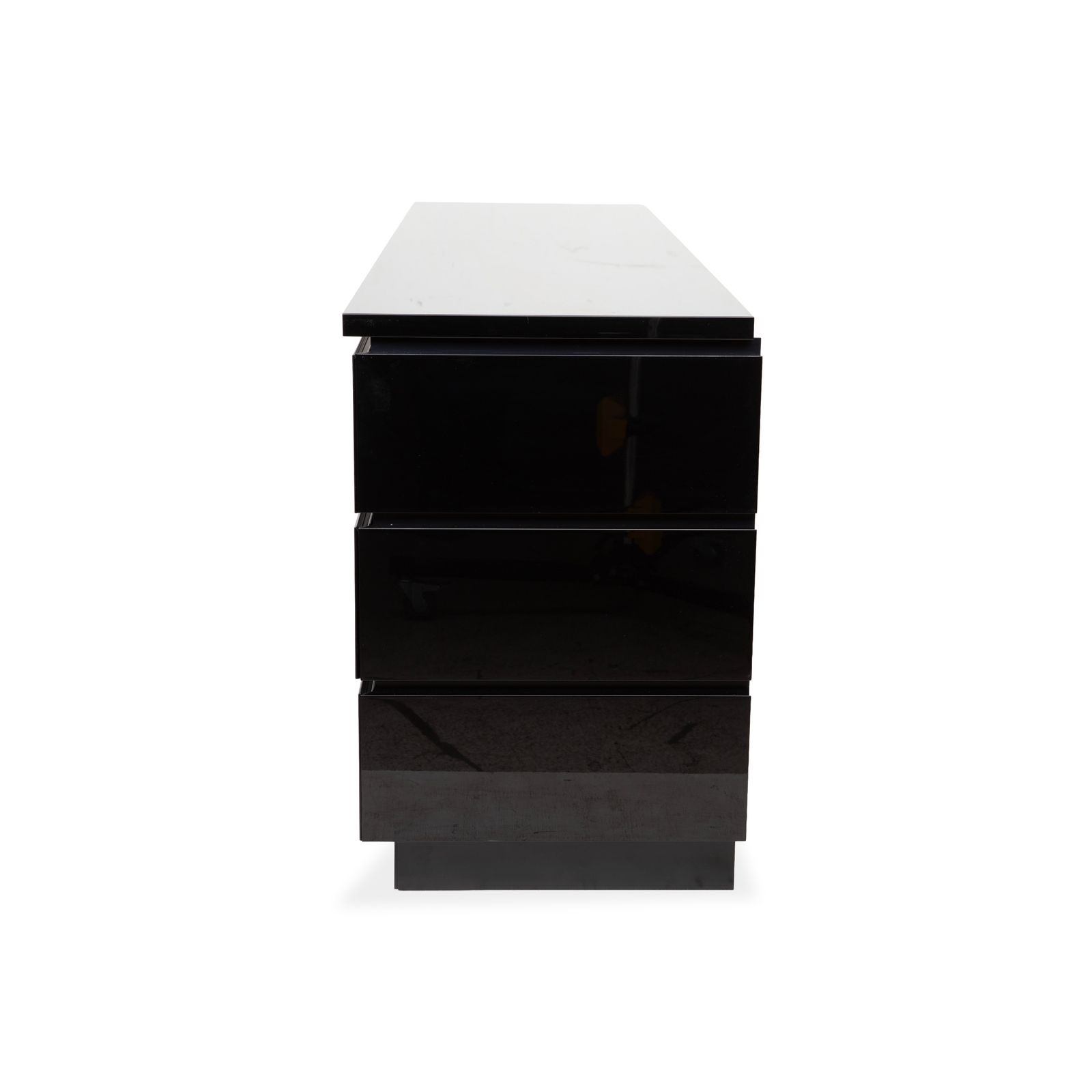 photo for sale Buffet Interlübke Cube en bois laqué noir brillant, 6 tiroirs