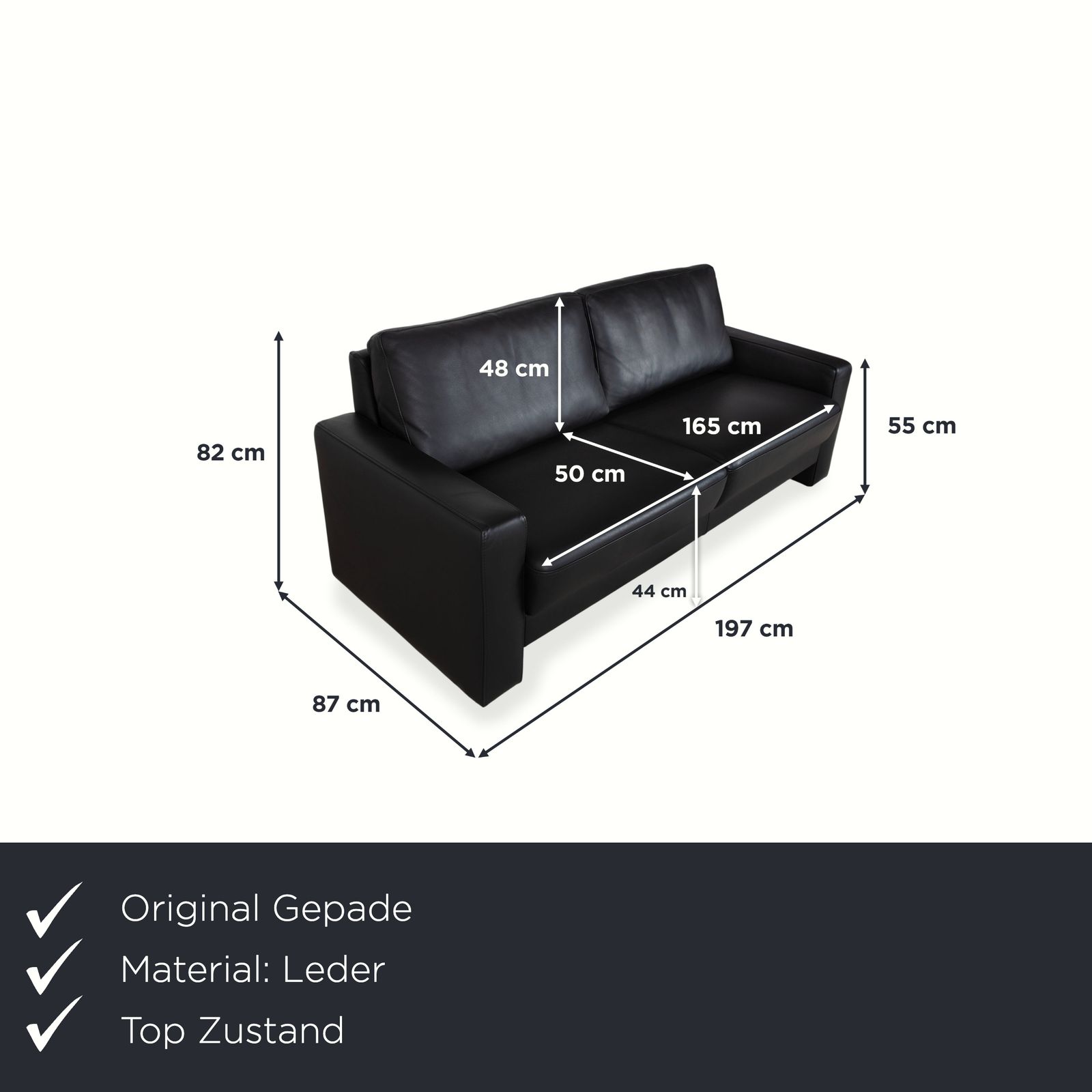 Gepade Systema Two Seater Leather Sofa Black photo furniture