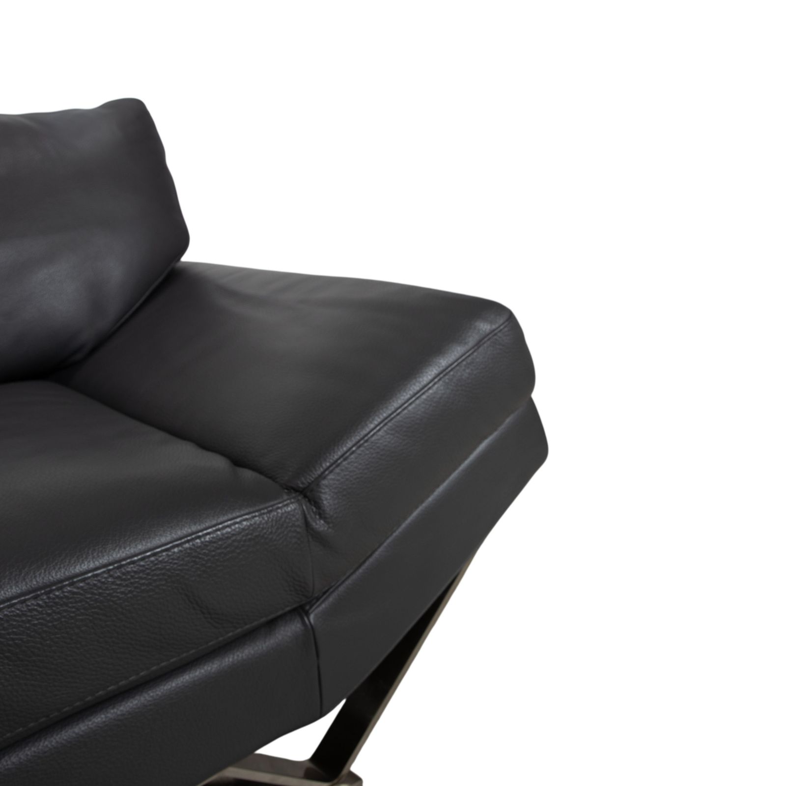 Canapé 2 places Natuzzi Relevé en cuir noir photo for sale