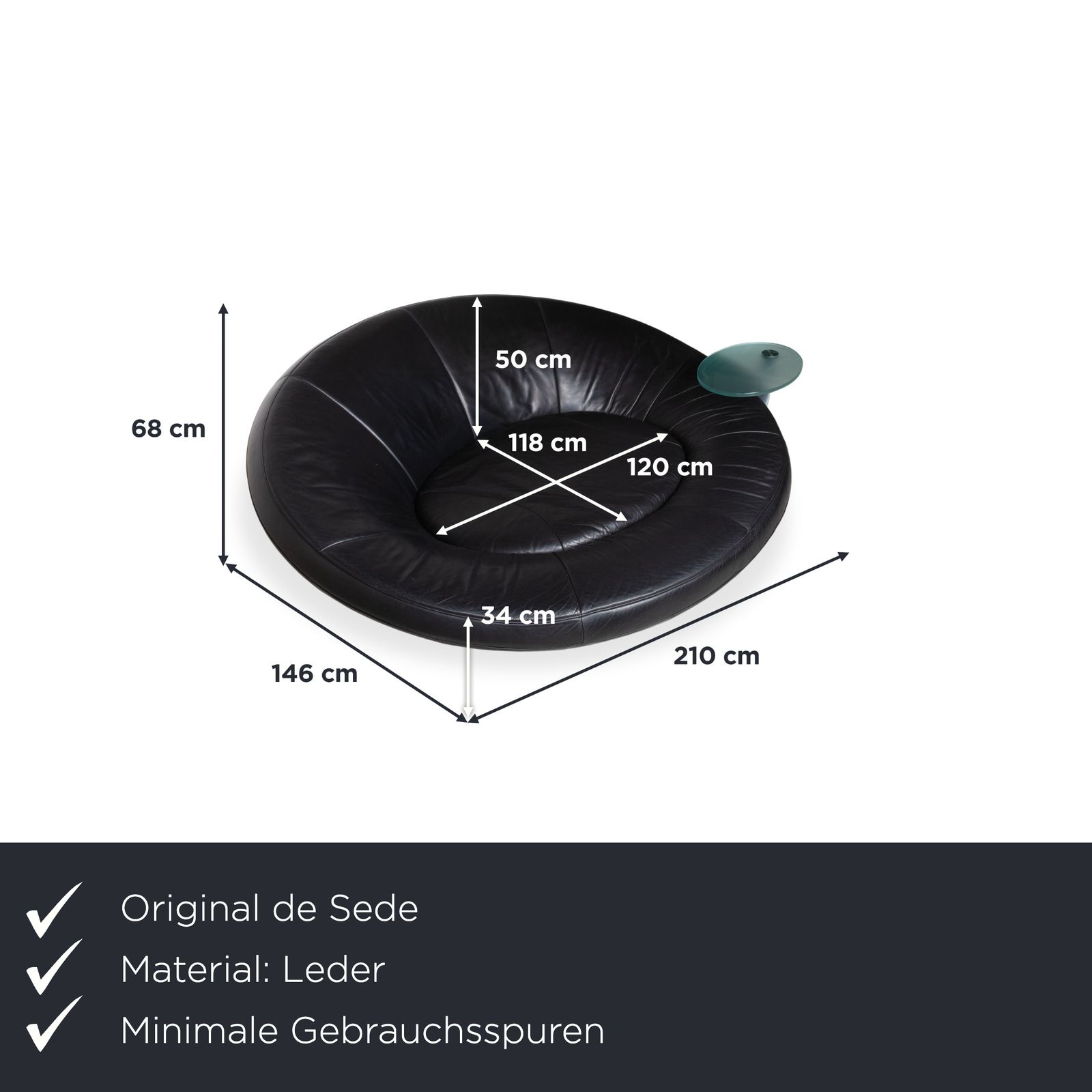 Canapé 2 places De Sede DS 152 en cuir noir photo furniture