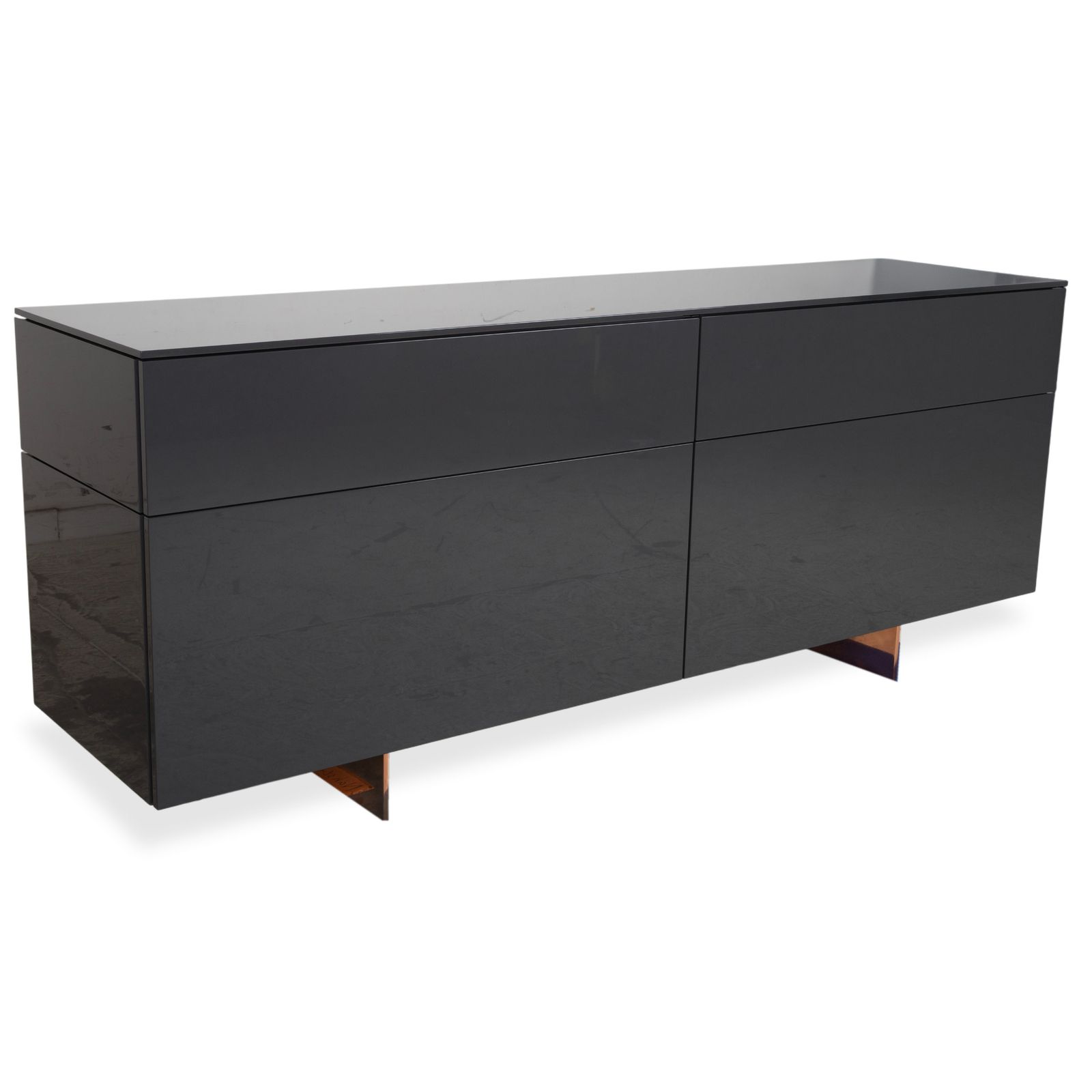Buffet Interlübke Cube Change en bois, gris anthracite laqué brillant