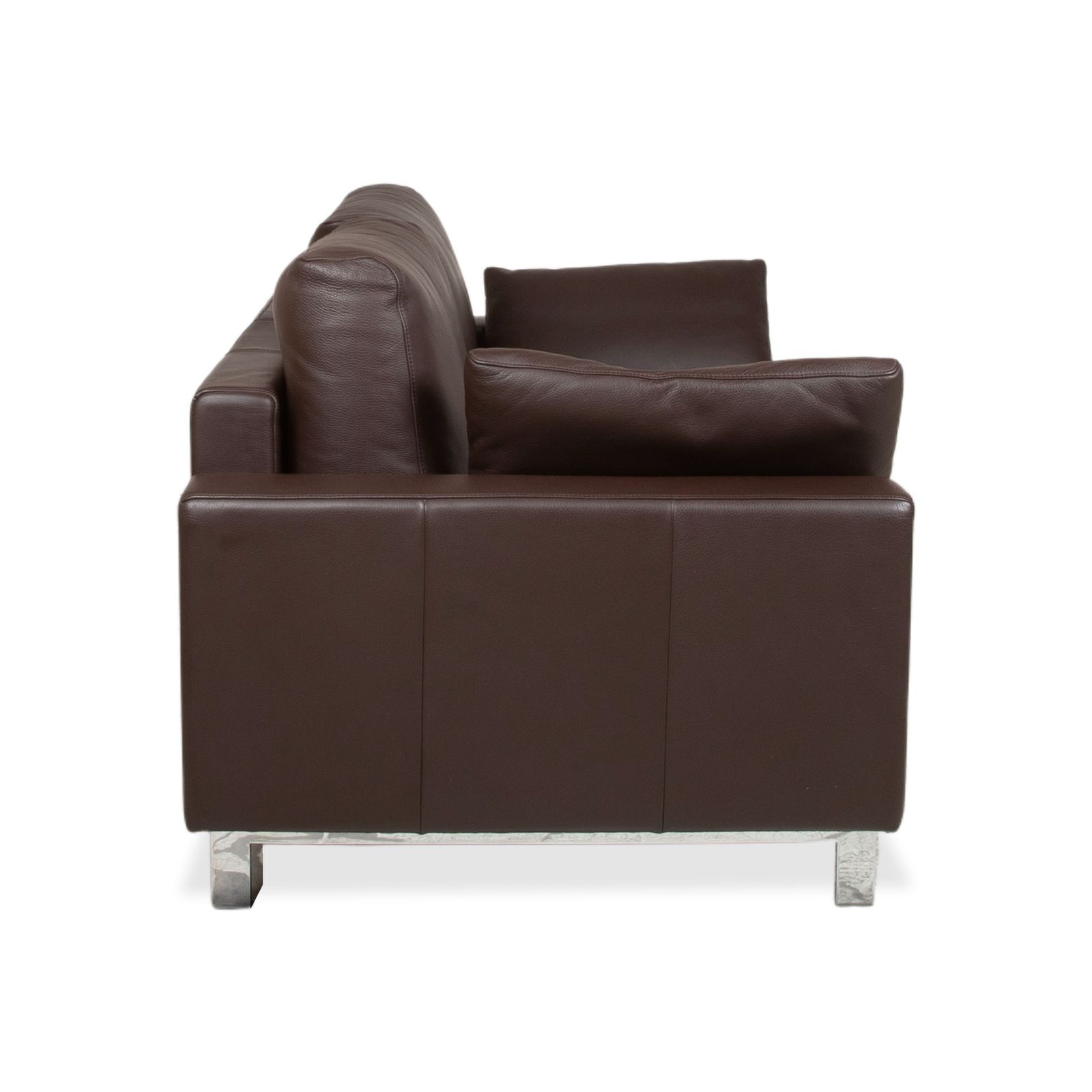 photo furniture Rolf Benz Vida Leather Two Seater Brown Sofa Chrome