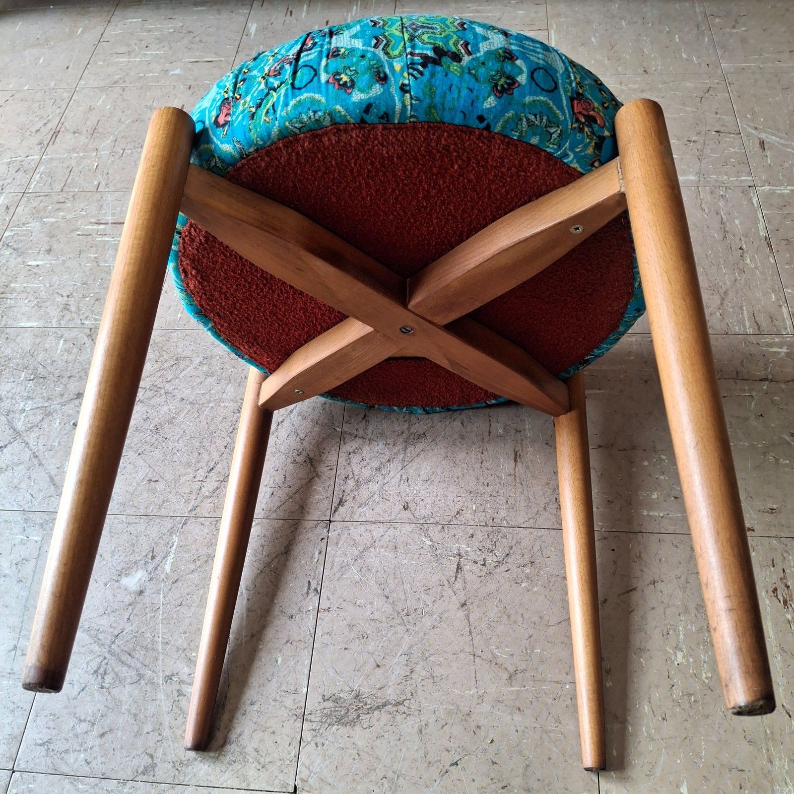 photo vinterior Fab Vintage Mid Century Vanity Dressing Table Stool Model 55 Gdr Turquoise Blue