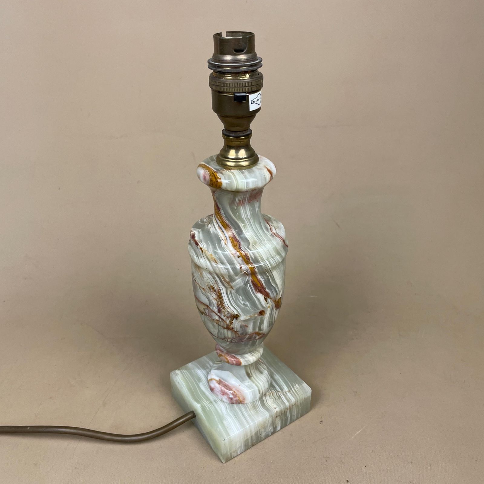 Green Solid Marble Lamp Light Bedside Brass Gold Metal Base Marbled Pattern Heavy Classic Column Natural Stone Antique Vintage Side photo Lighting