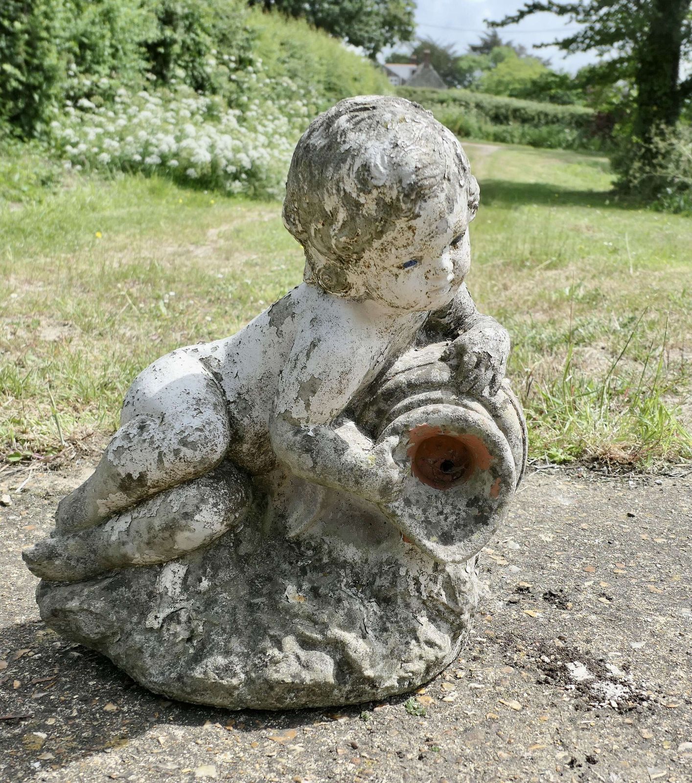 Garden Statue Of A Cherub Holding An Urn Water Feature A Lovely Little Piece Well Weather