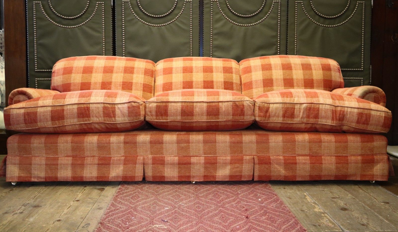 George Smith Large 3 Seater Signature Short Scroll Arm Sofa Gingham Rrp£12000 🚚 photo Furniture