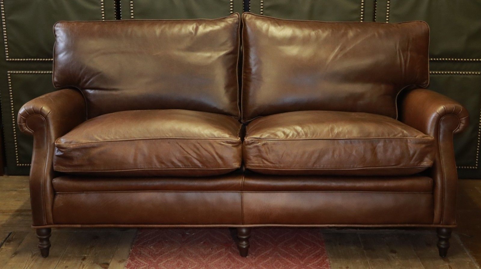 Stunning Whitehead Designs Langdon 3 Seater Leather Club Sofa Saddle Tan Brown🚚 photo 2000.0