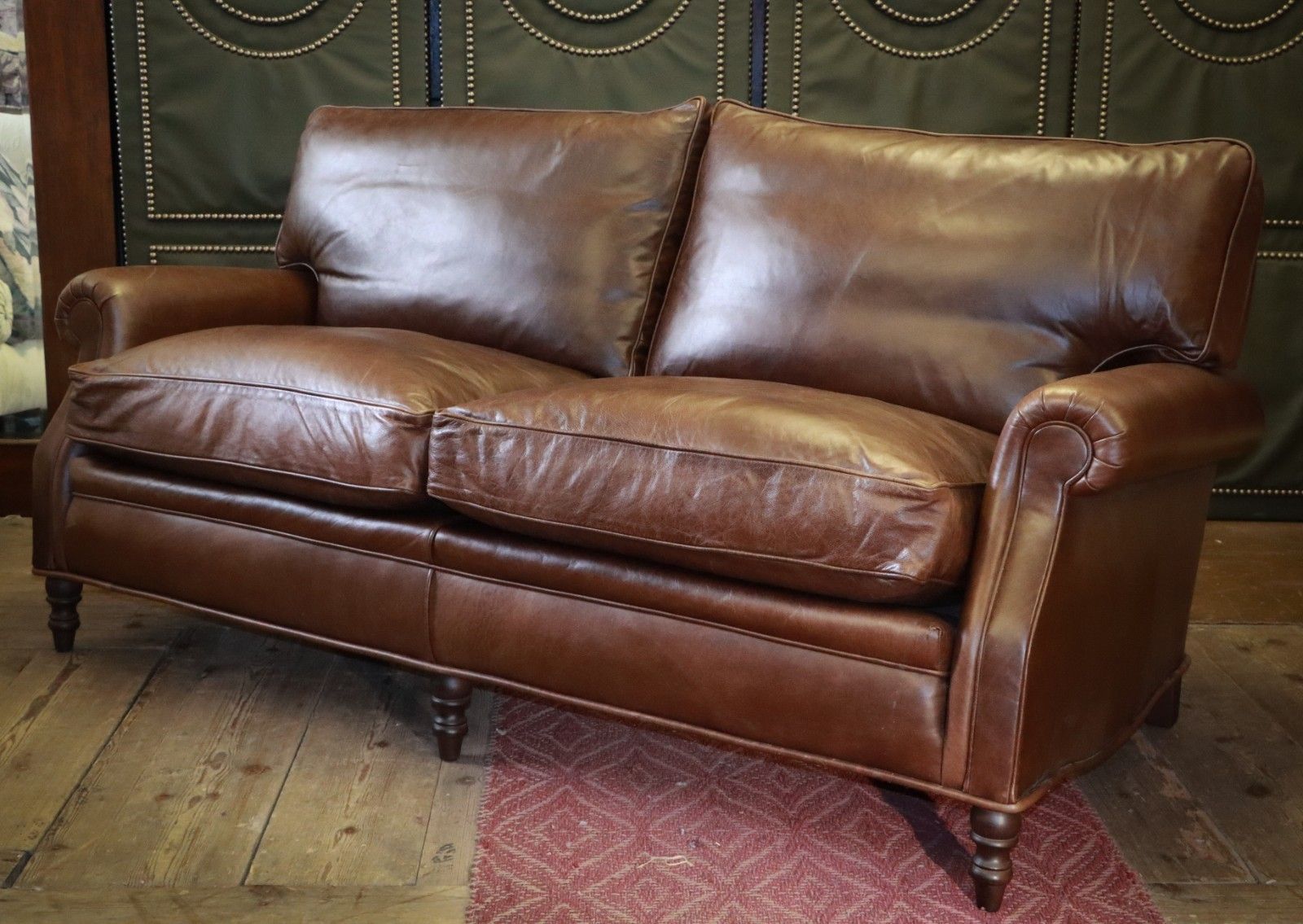 photo buy Stunning Whitehead Designs Langdon 3 Seater Leather Club Sofa Saddle Tan Brown🚚