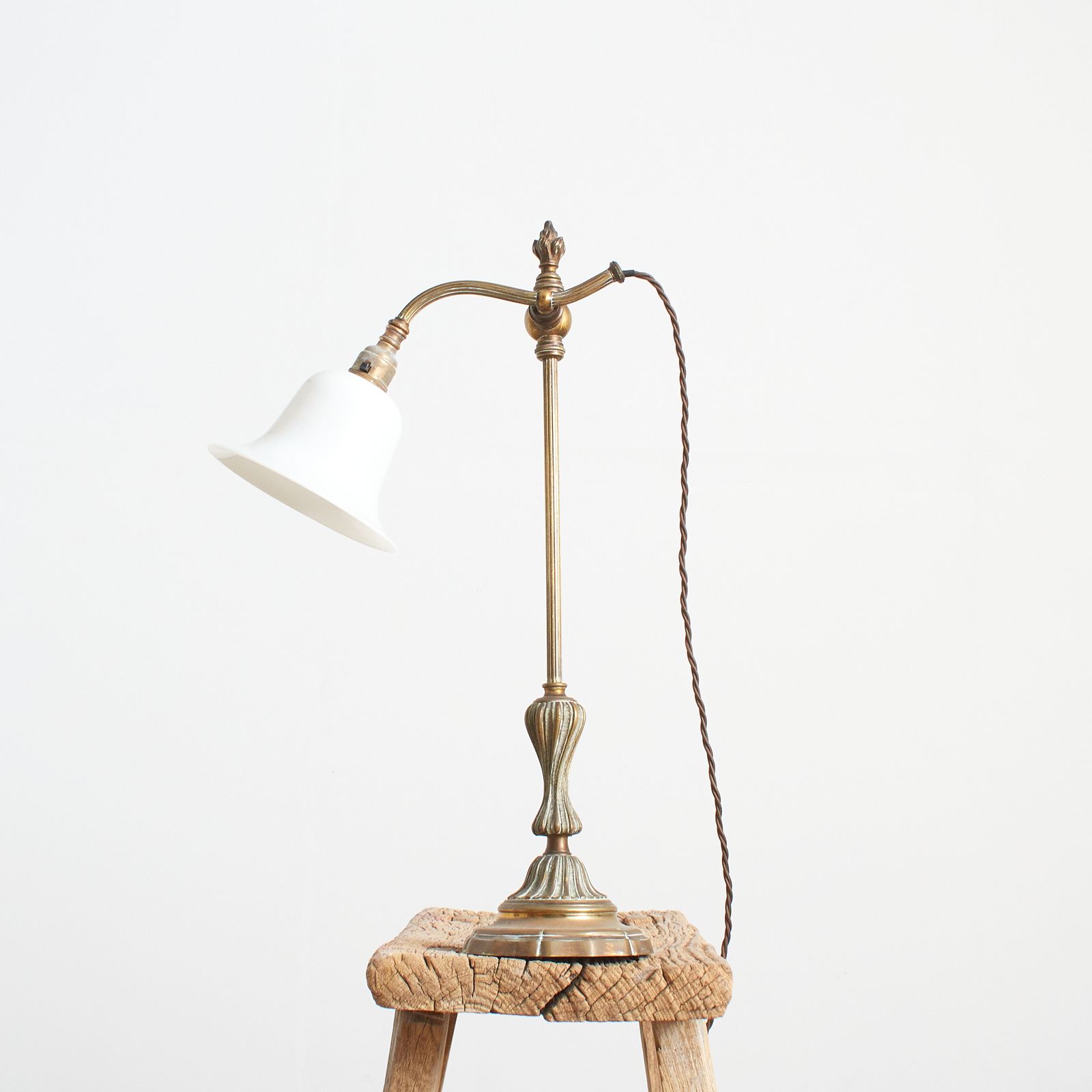 French Antique Brass Rise And Fall Pump Desk Lamp – A photo for sale