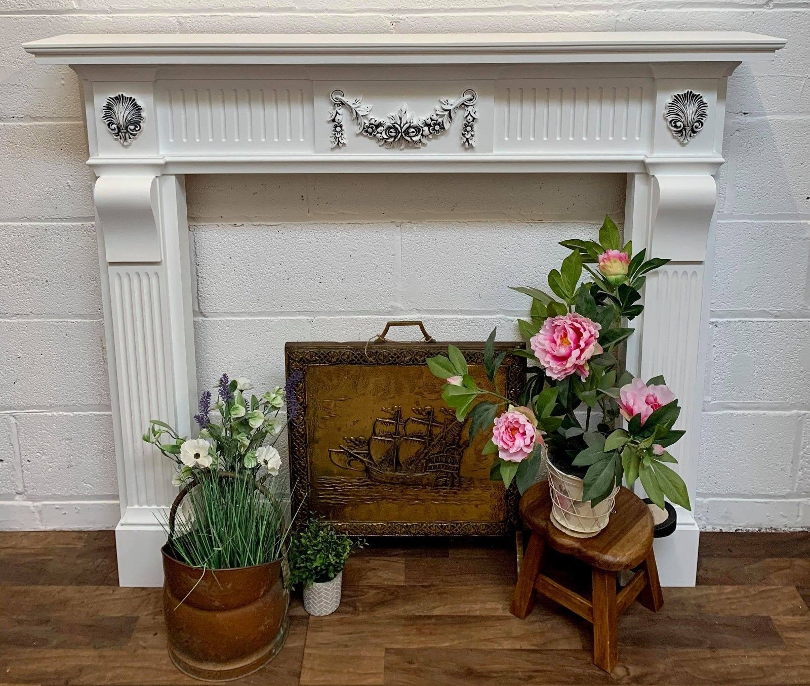 French  Carved Wooden Fire Surround Ready To Be Upcycled photo buy
