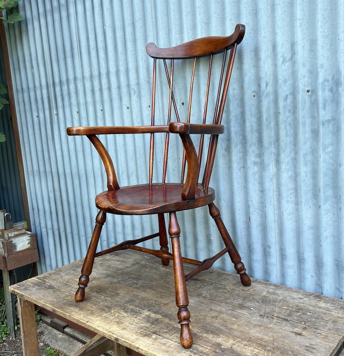 Antique Windsor Goldsmith Comb Stick Back Armchair 19th Century Elm & Beech photo Furniture