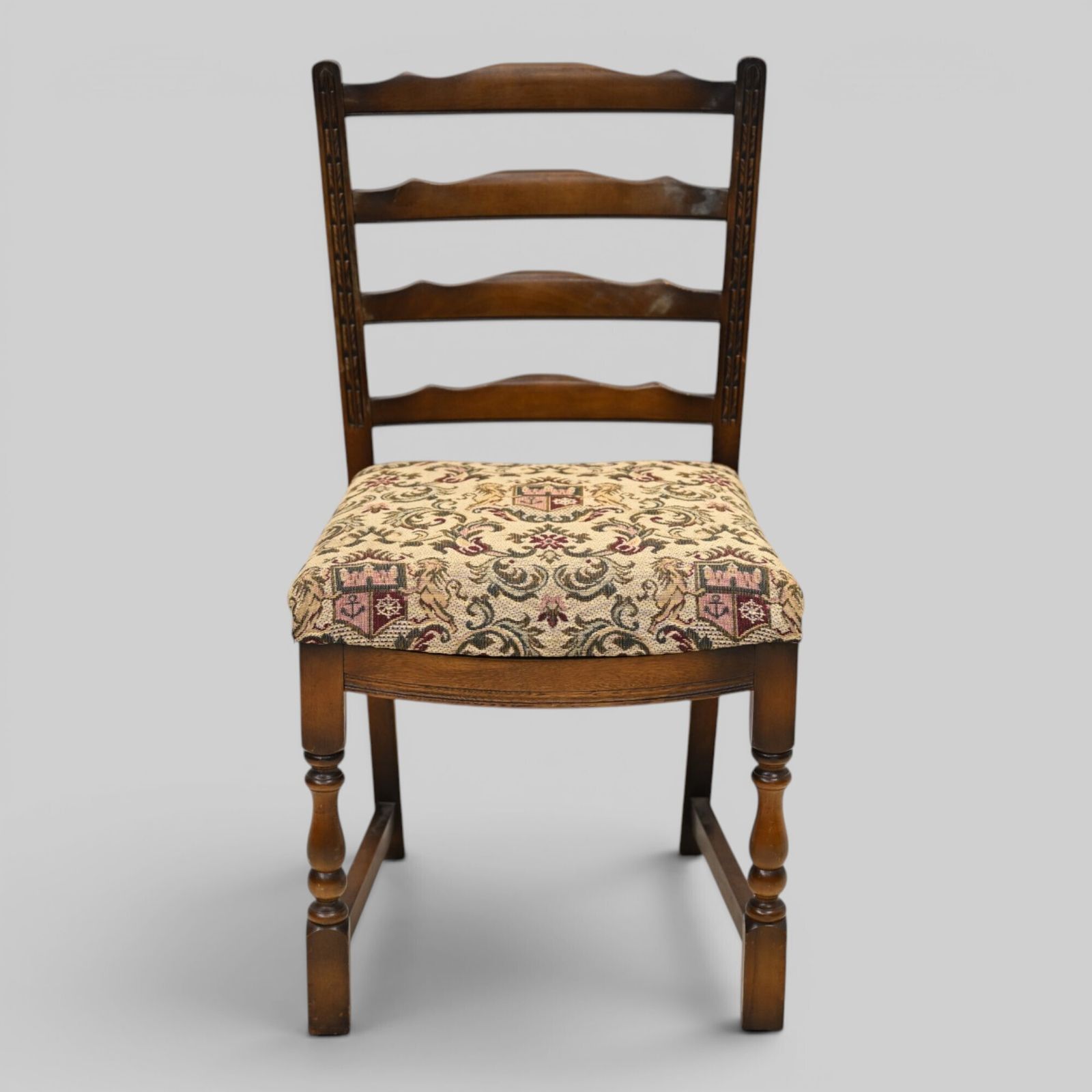4 Old Charm Oak Dining Chairs Ladderback Tudor Fabric Light Oak Free Uk Delivery photo Furniture