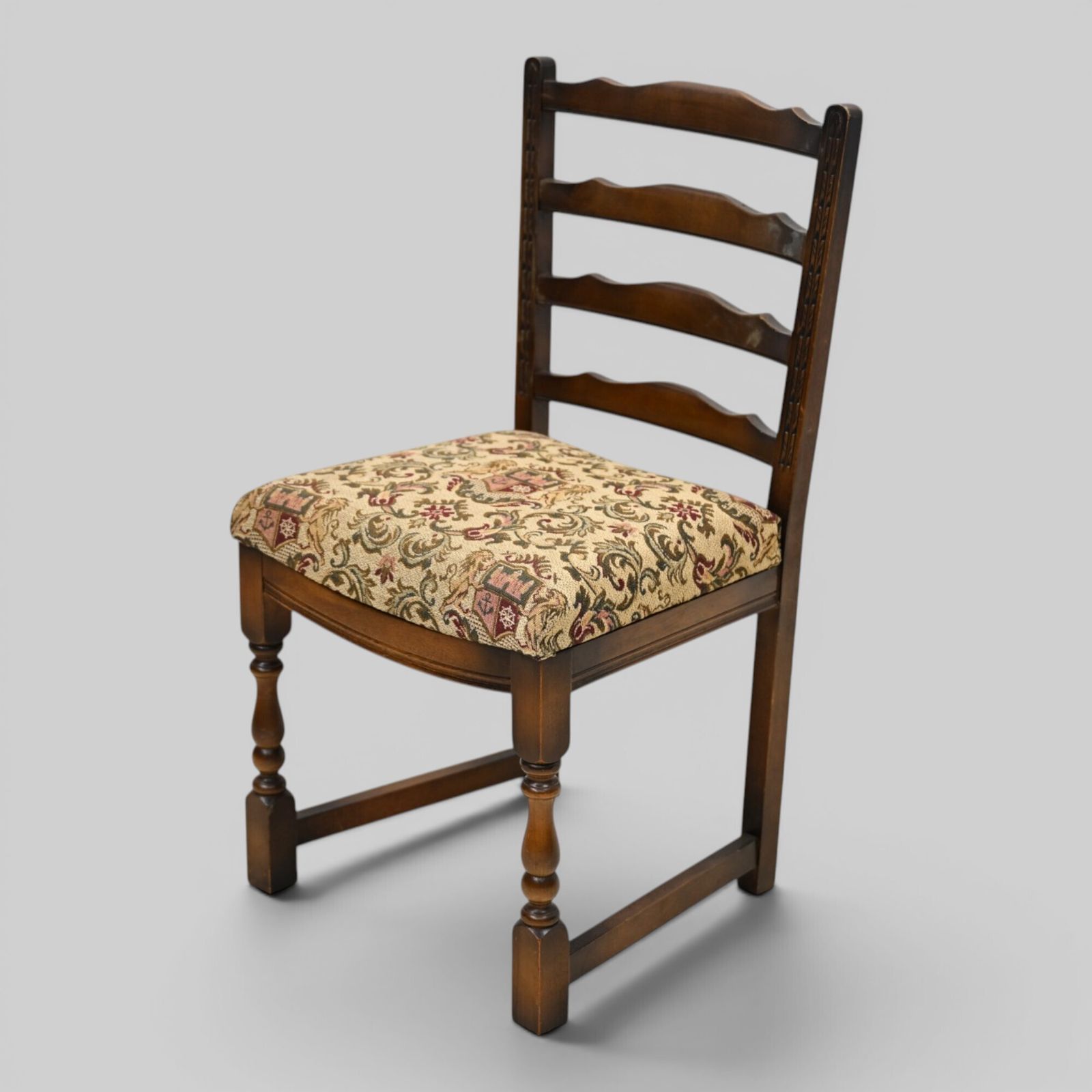 4 Old Charm Oak Dining Chairs Ladderback Tudor Fabric Light Oak Free Uk Delivery photo 257.0