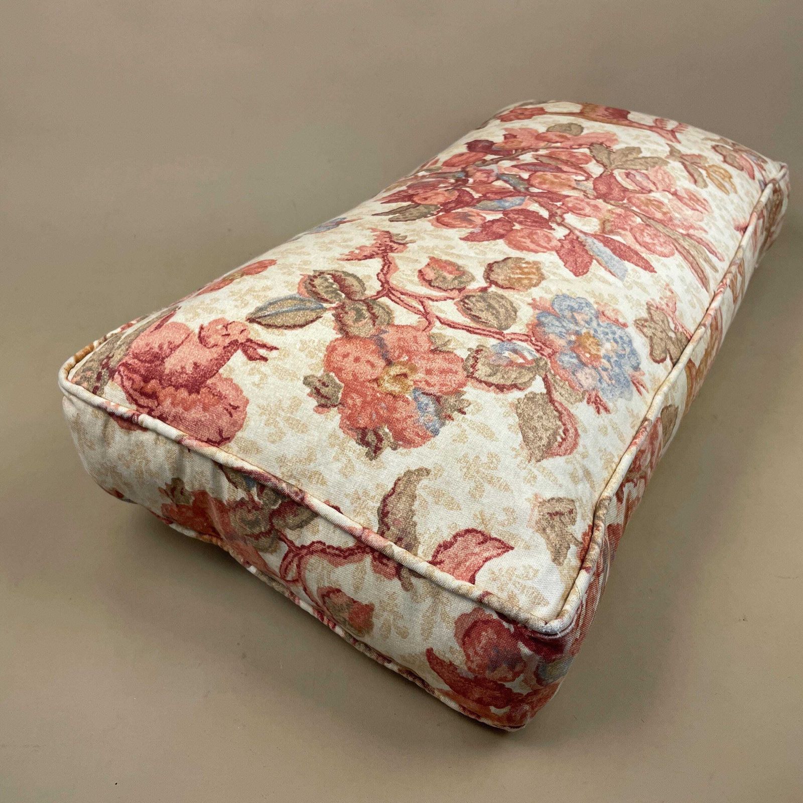 photo furniture Floral Feather Cushion Pillow Vintage Rectangular Printed Cotton Long Seat Throw Pillow Handmade Decorative Sofa Accent Piped Edge