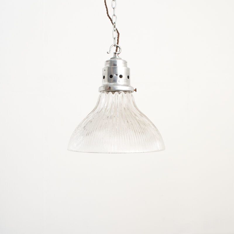 Antique Reclaimed Glass Holophane Pendant Light – Af photo vintage