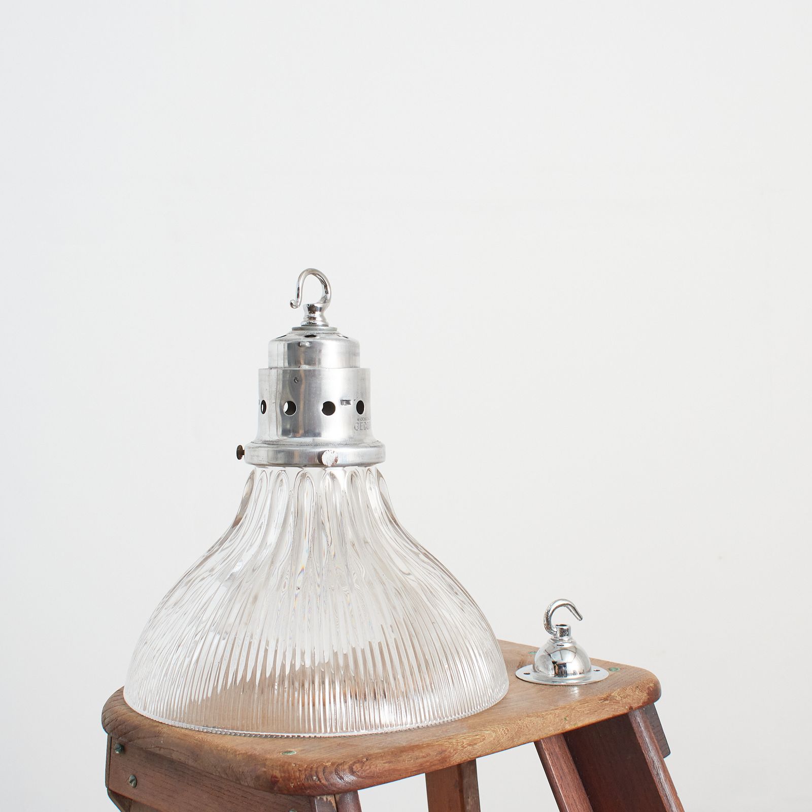 photo furniture Antique Reclaimed Glass Holophane Pendant Light – Af
