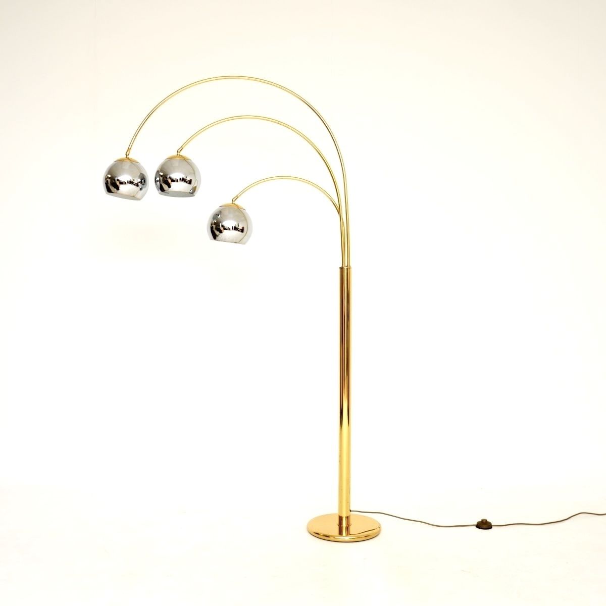 Vintage Italian Brass And Chrome Arc Floor Lamp photo furniture