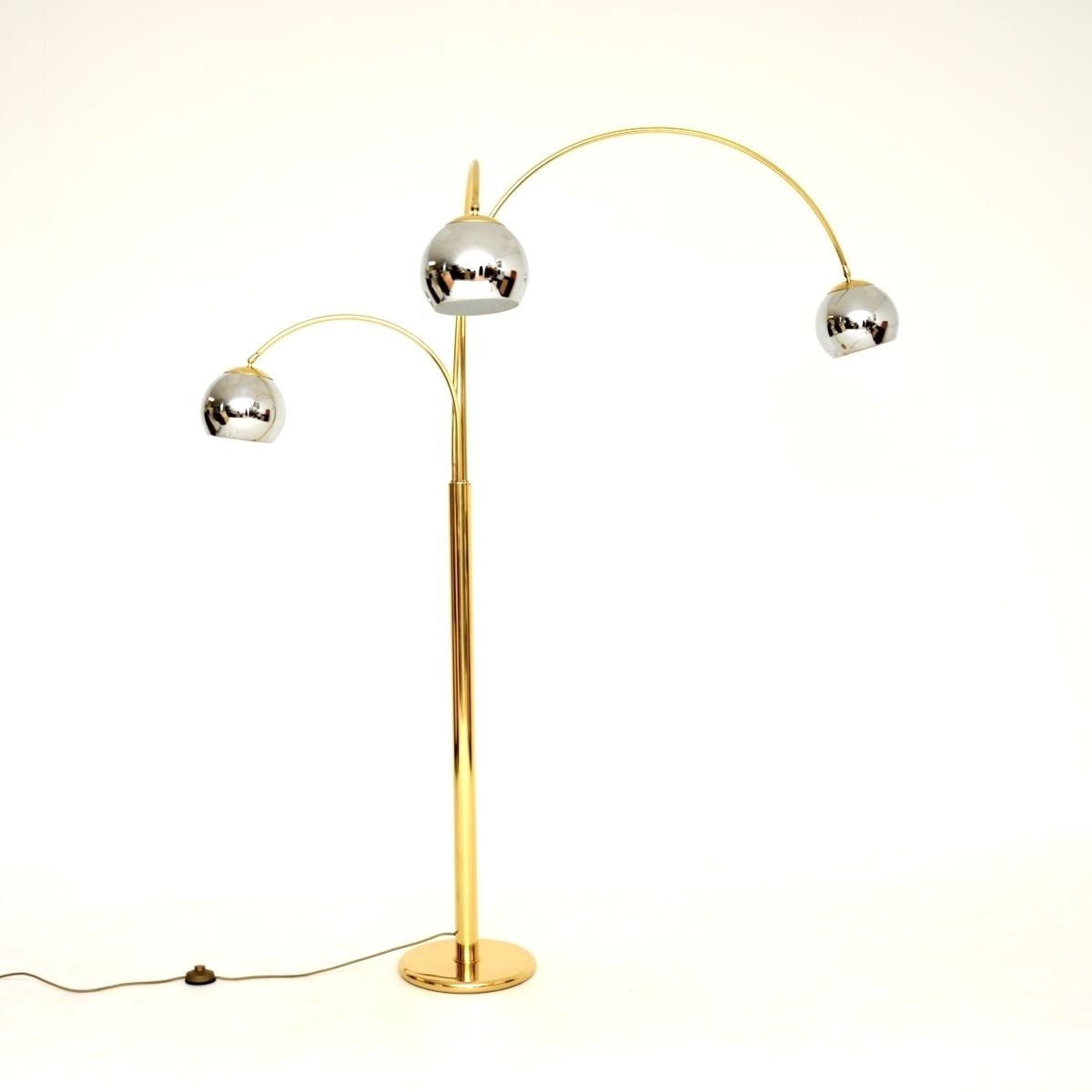 Vintage Italian Brass And Chrome Arc Floor Lamp photo 1495.0