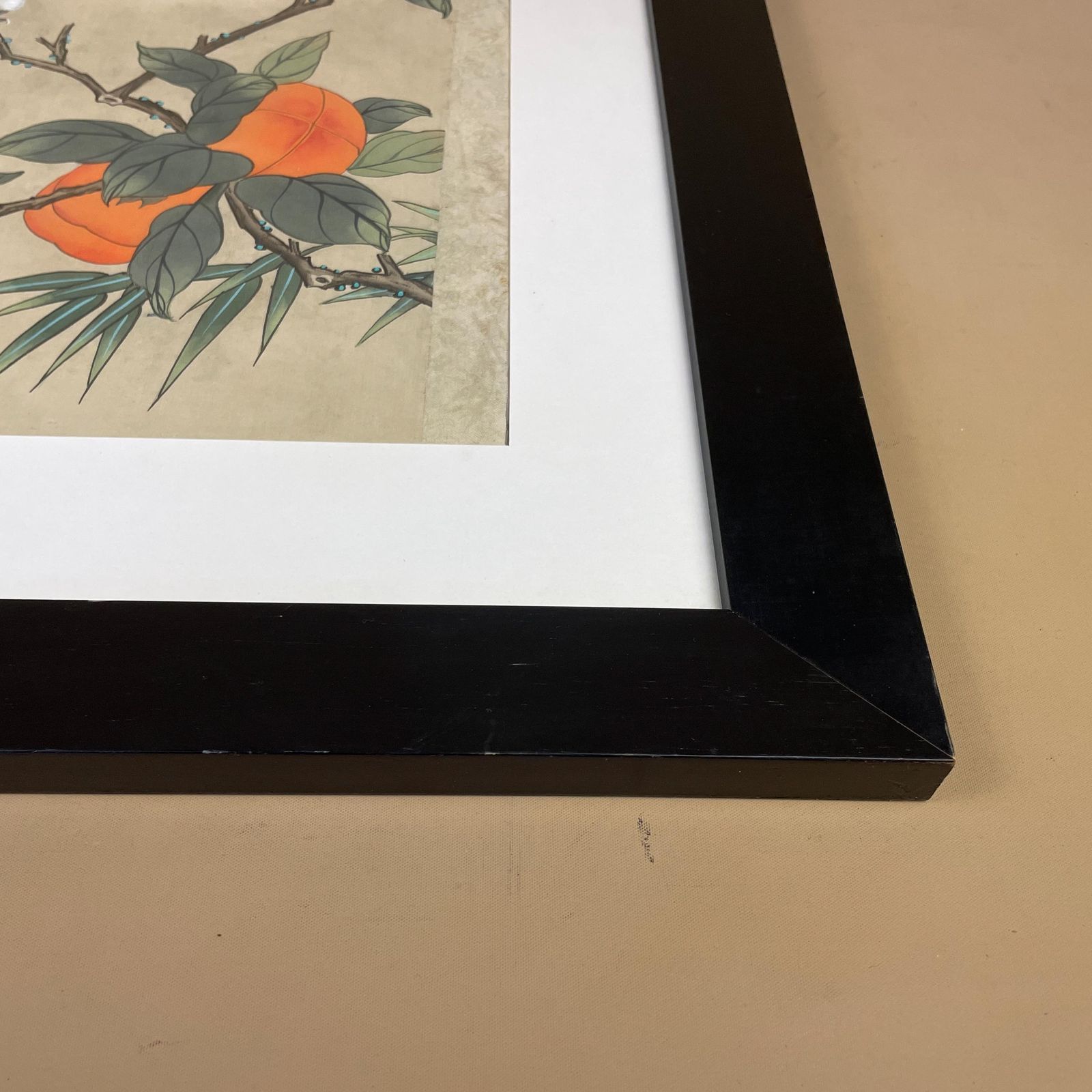 Silk Oriental Bird Picture Peach Blossom Wall Art Black Frame Vintage Asian Style Framed photo buy