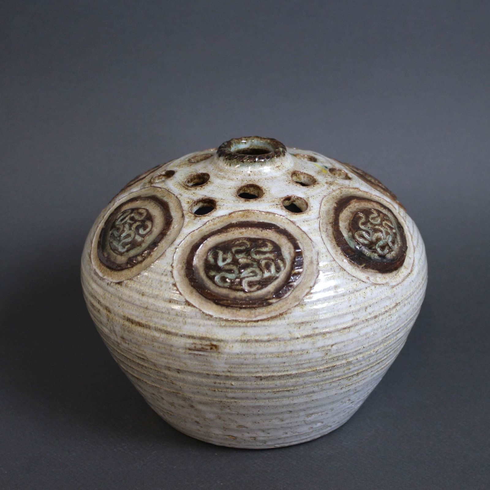 Vintage French Ceramic Flower Holder By Marcel Giraud (Circa 1960s) photo for sale