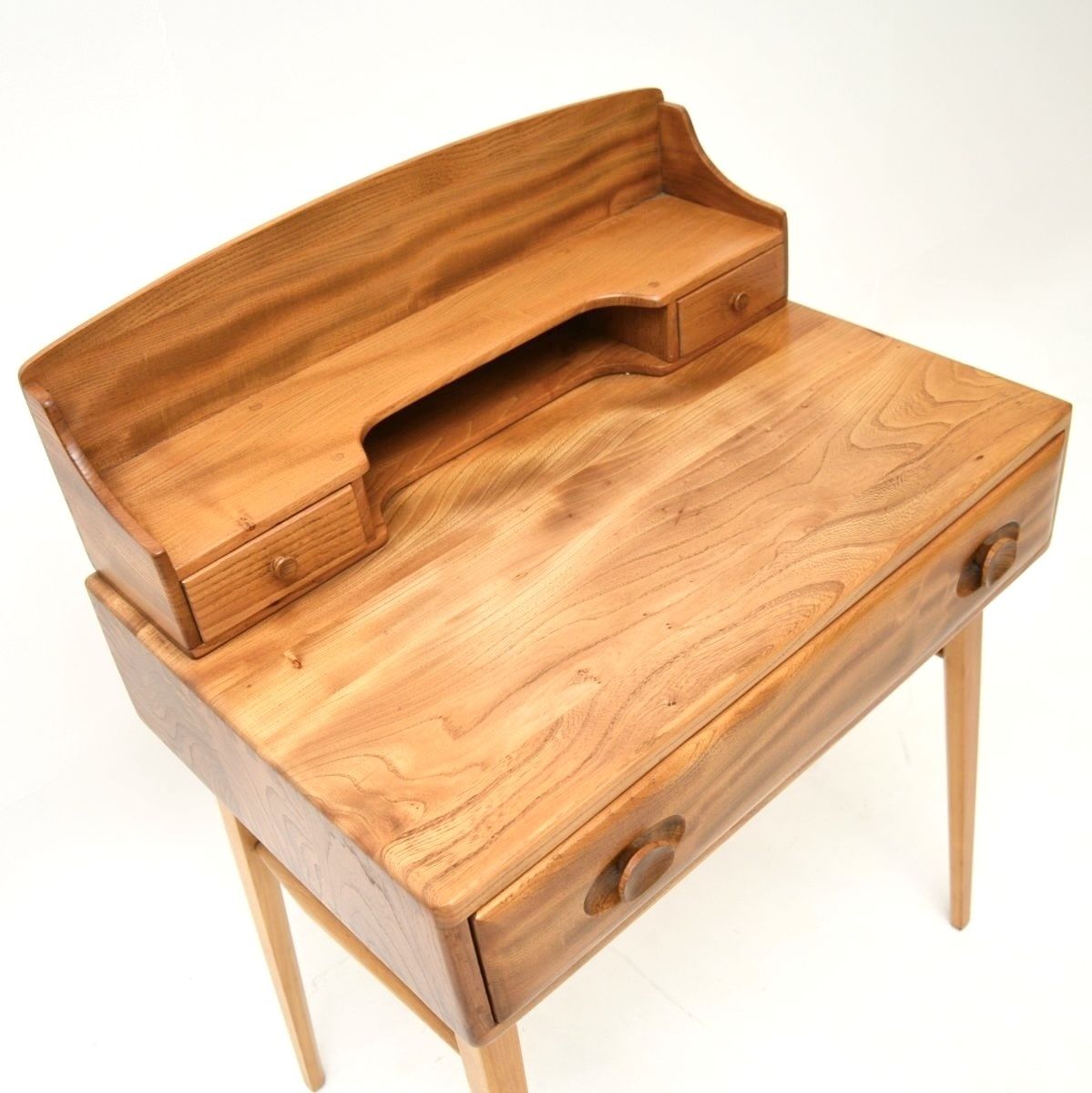 Vintage Ercol Writing Desk In Solid Elm photo vinterior