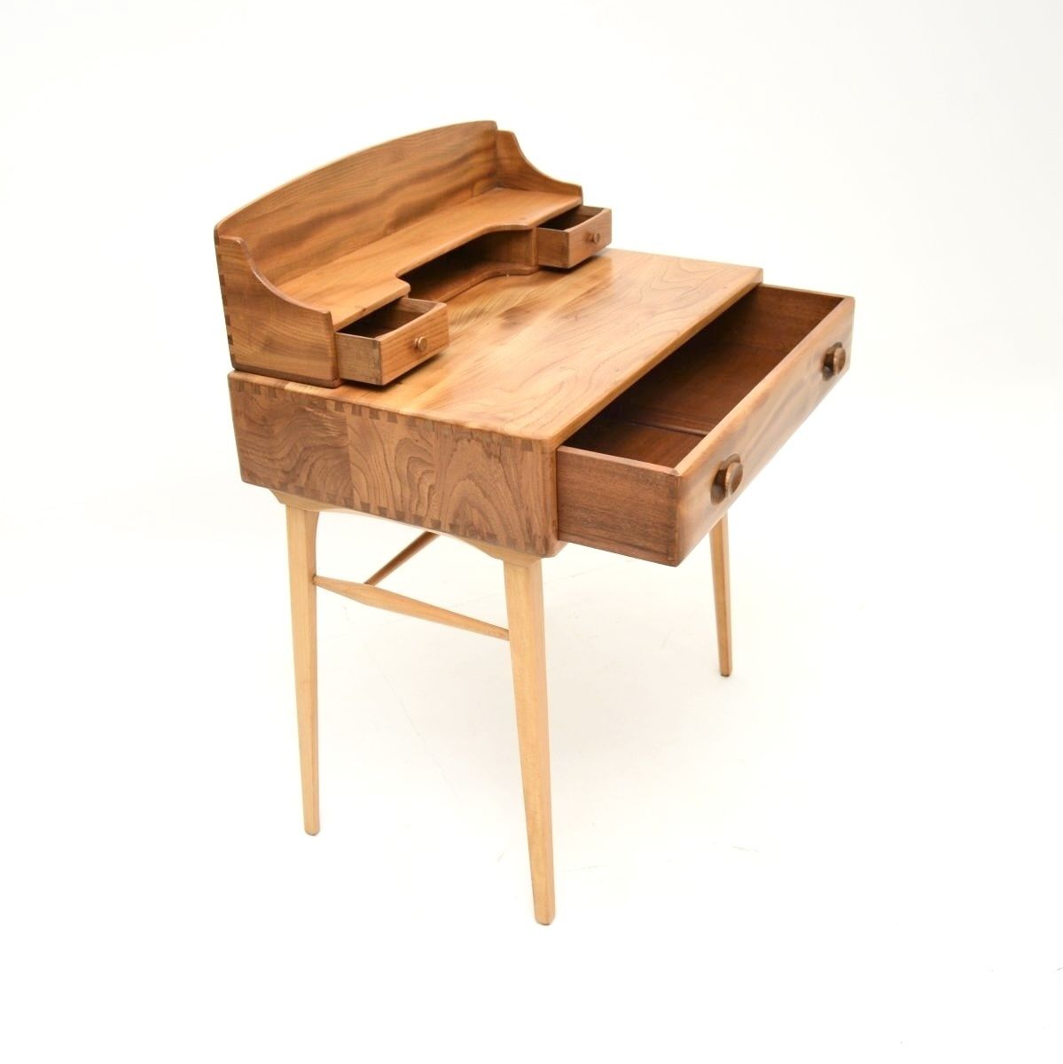 Vintage Ercol Writing Desk In Solid Elm photo vintage